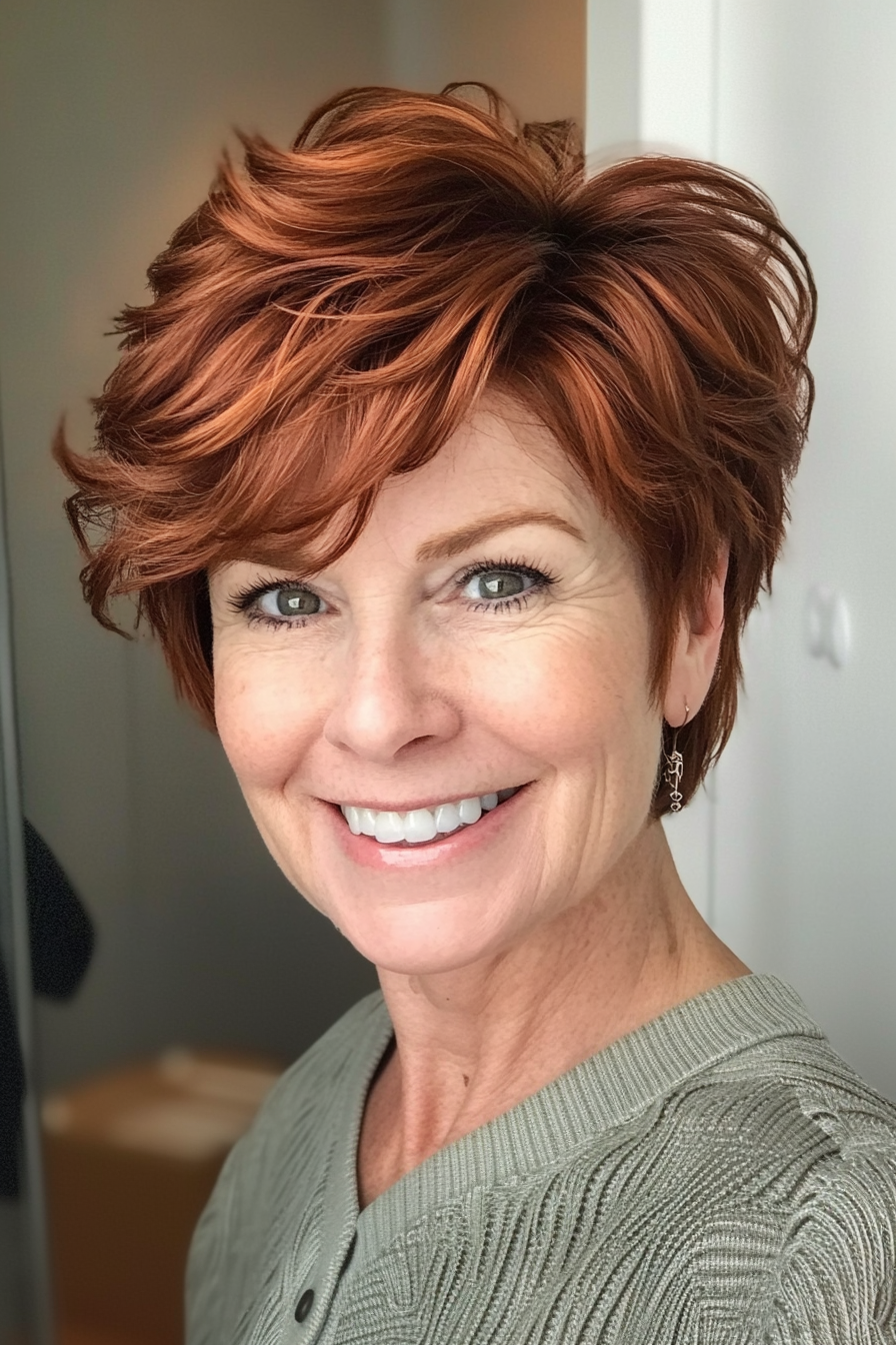 19. Short Choppy Crop in Rich Auburn (Short Haircuts For Women Over 40) - Short Haircuts For Women Over 40