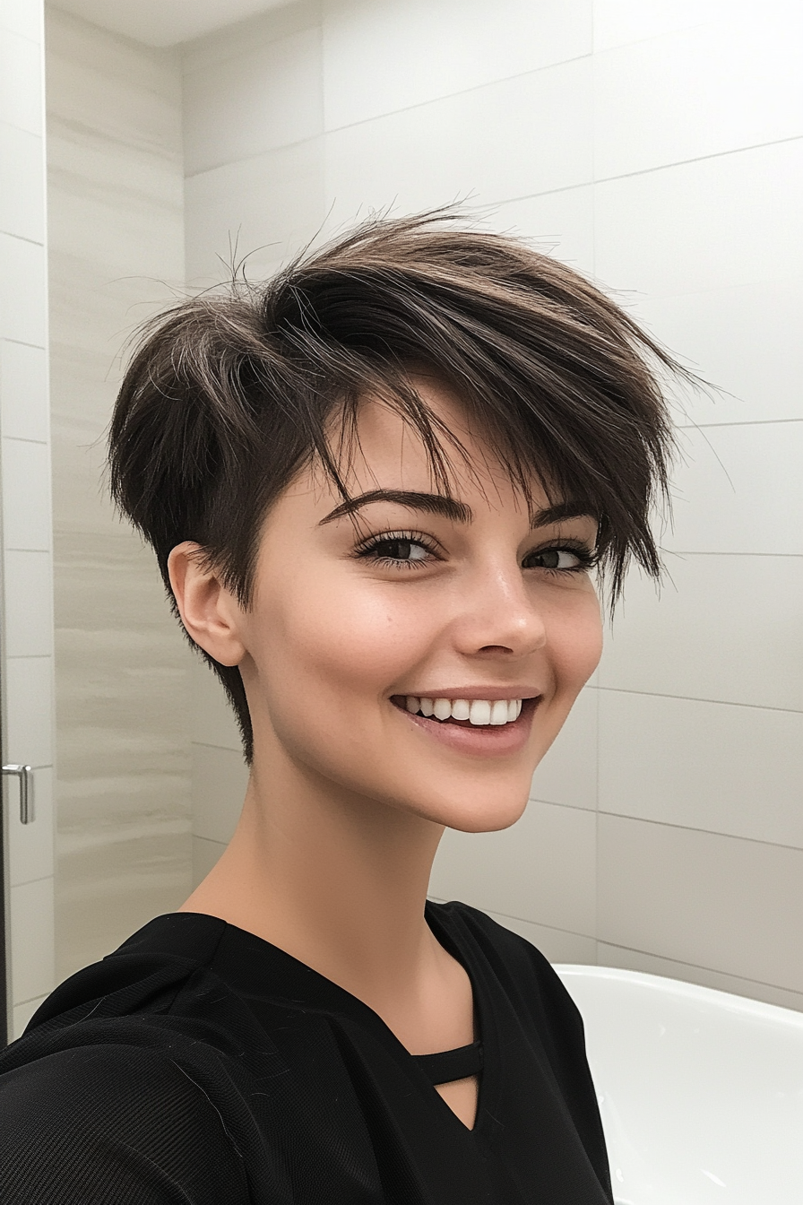 6. Wispy Pixie in Dark Ash Brown (Undercut Pixie Hairstyles) - Undercut Pixie Hairstyles