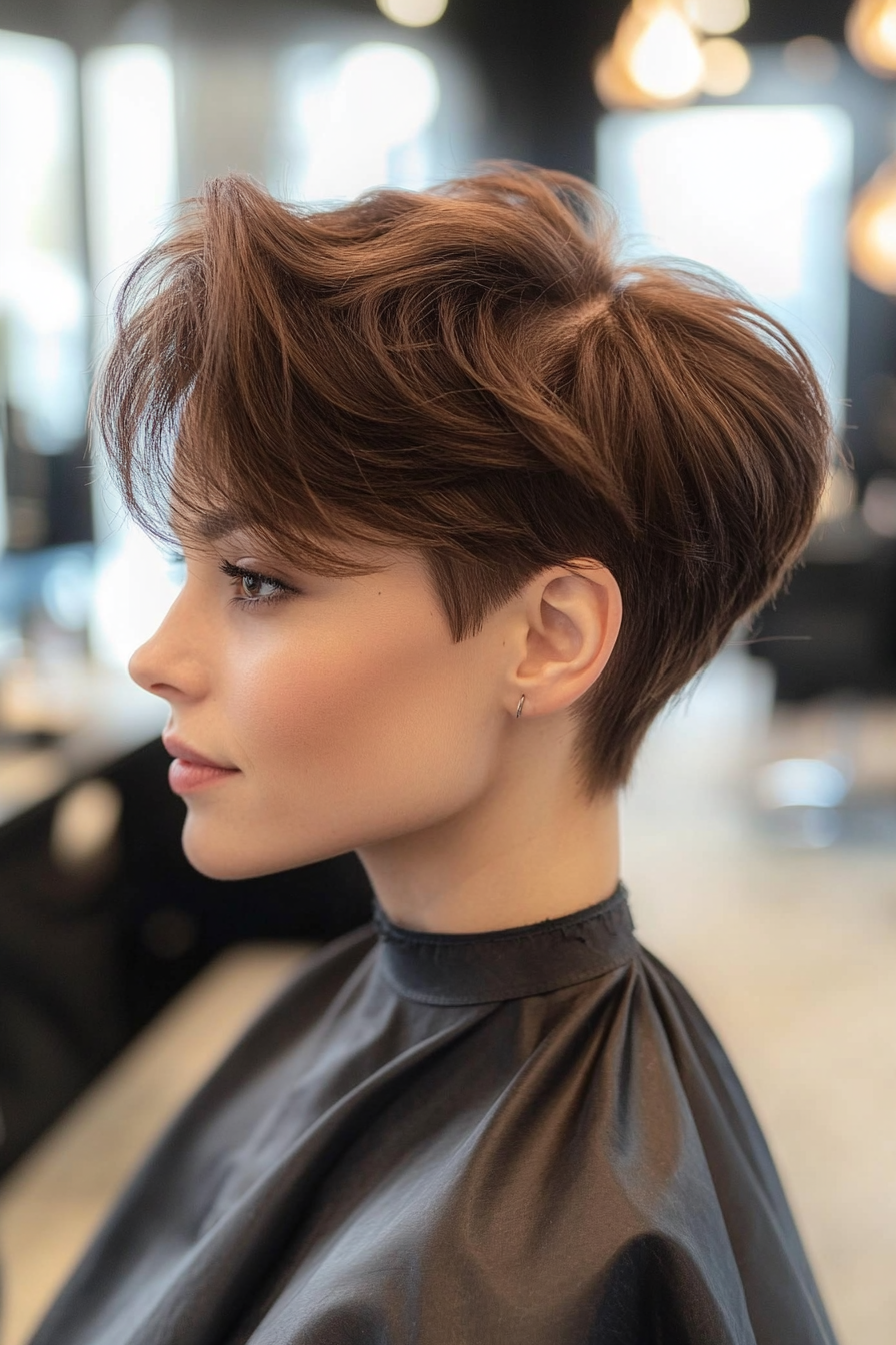 10. Bold Angular Pixie in Espresso Brown (Undercut Pixie Hairstyles) - Undercut Pixie Hairstyles