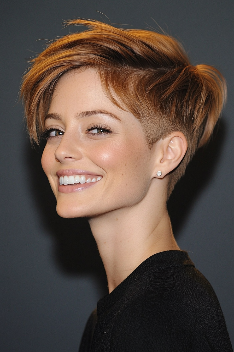 11. Voluminous Pixie in Light Chestnut (Undercut Pixie Hairstyles) - Undercut Pixie Hairstyles