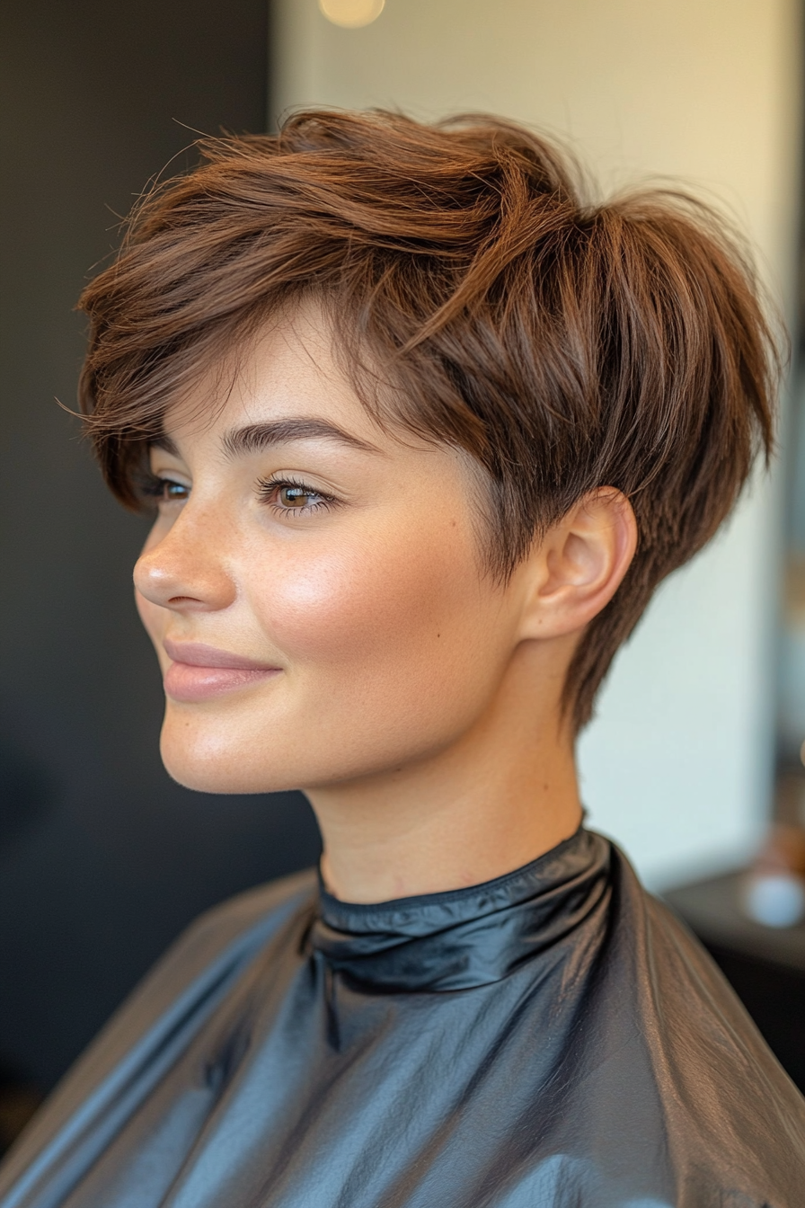 24. Textured Crop Pixie in Deep Walnut Brown (Undercut Pixie Hairstyles) - Undercut Pixie Hairstyles