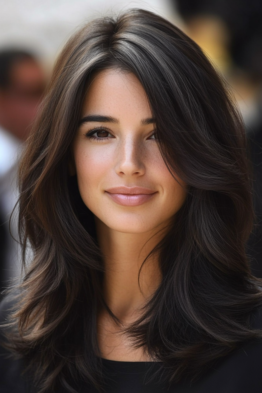 17. Classic Shoulder-Length Layers in Dark Ash Brown (Trendy Mid Length Haircuts With Layers) - Trendy Mid Length Haircuts With Layers