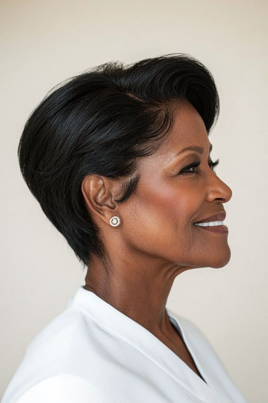 3. Classic Tapered Cut in Natural Black (Black Hairstyles For Older Women) - Black Hairstyles For Older Women