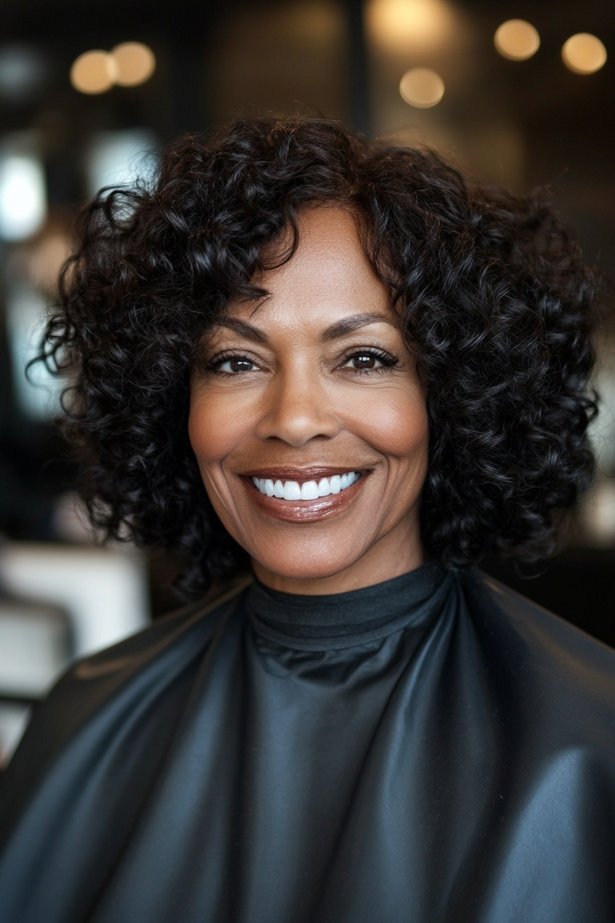 4. Shoulder-Length Curls in Dark Chestnut (Black Hairstyles For Older Women) - Black Hairstyles For Older Women