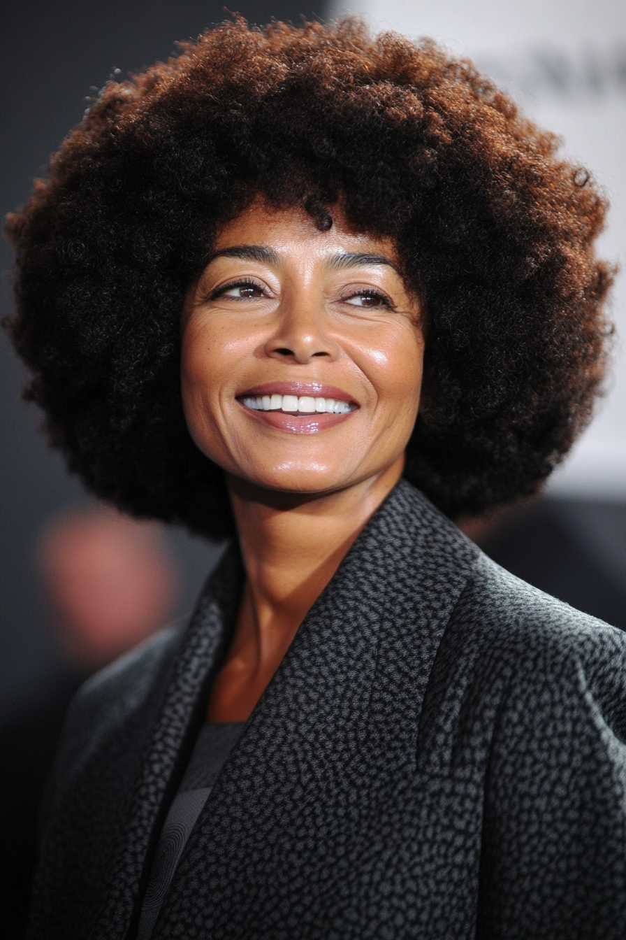 5. Textured Afro in Warm Espresso (Black Hairstyles For Older Women) - Black Hairstyles For Older Women
