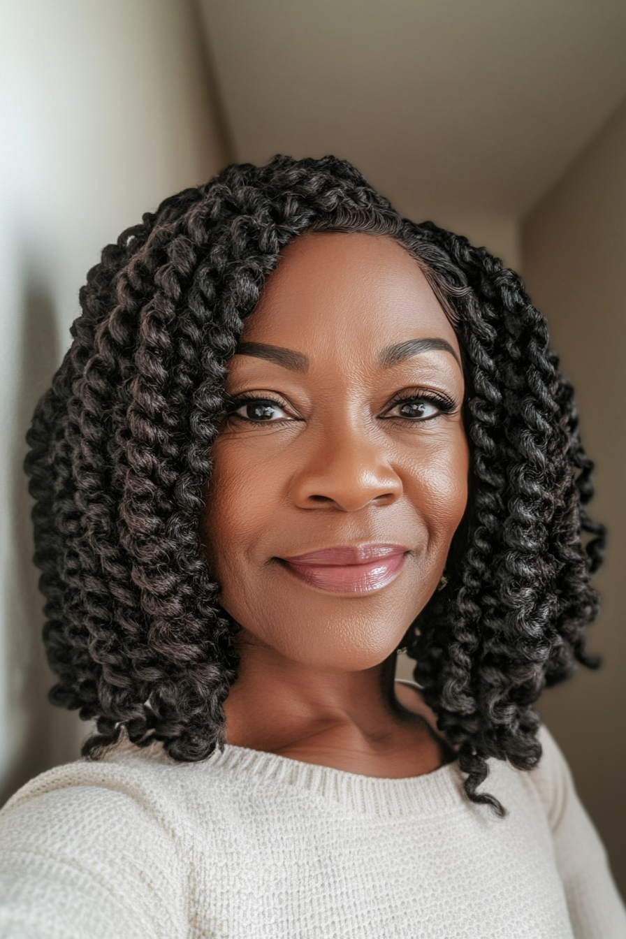9. Twist-Out Shoulder Cut in Rich Mocha (Black Hairstyles For Older Women) - Black Hairstyles For Older Women