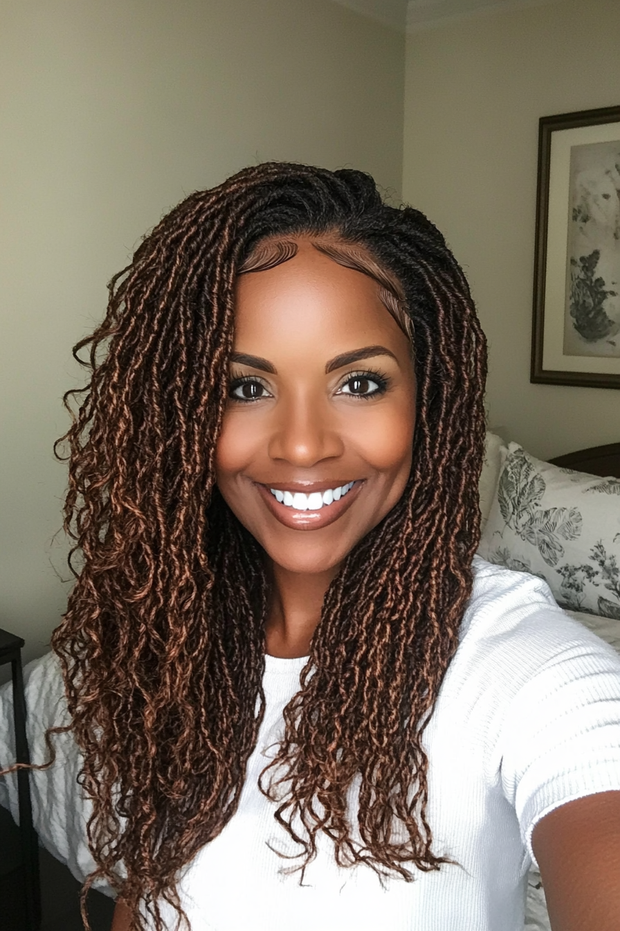 14. Defined Twist-Out in Warm Chestnut (Black Hairstyles For Older Women) - Black Hairstyles For Older Women
