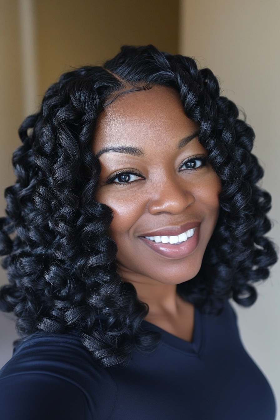17. Cropped Curls in Classic Ebony (Black Hairstyles For Older Women) - Black Hairstyles For Older Women