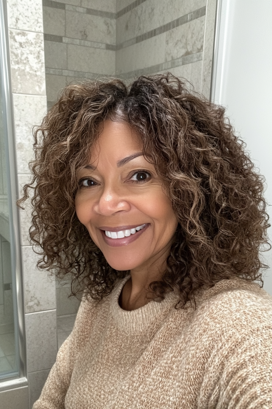 20. Fluffy Wash-and-Go in Sandy Brown (Black Hairstyles For Older Women) - Black Hairstyles For Older Women