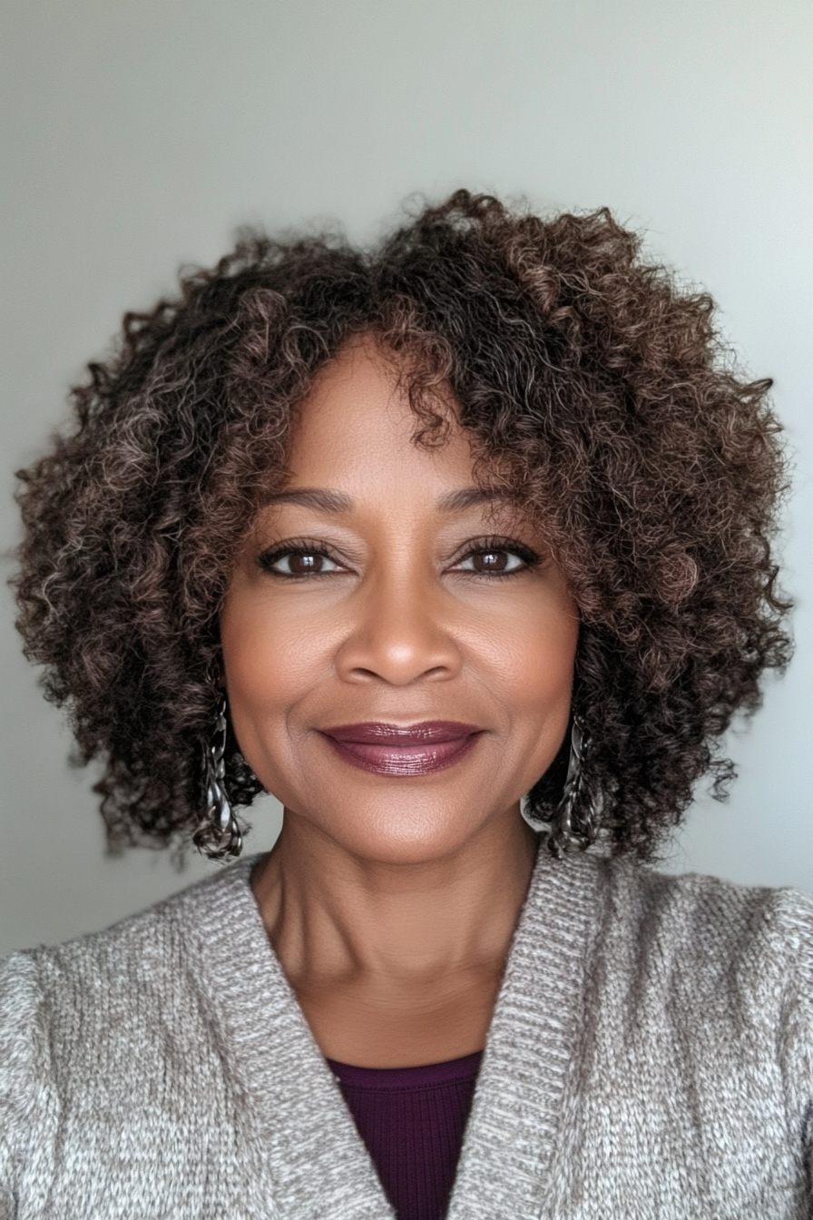 24. Voluminous Layered Cut in Warm Walnut (Black Hairstyles For Older Women) - Black Hairstyles For Older Women