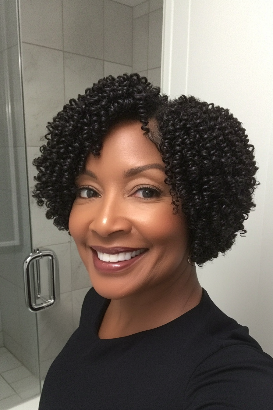 25. Coily Bob in Cool Dark Mocha (Black Hairstyles For Older Women) - Black Hairstyles For Older Women