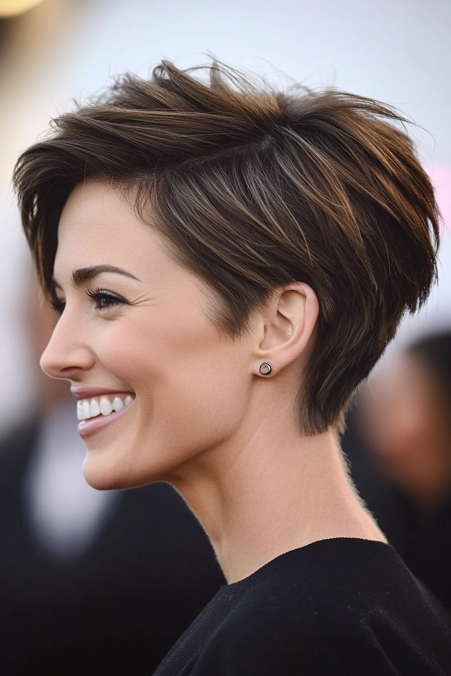 4. Layered Ash Brown Pixie (Pixie Haircuts) - Pixie Haircuts