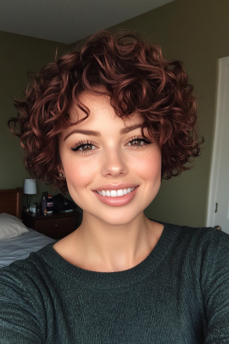 7. Curly Mahogany Pixie (Pixie Haircuts) - Pixie Haircuts