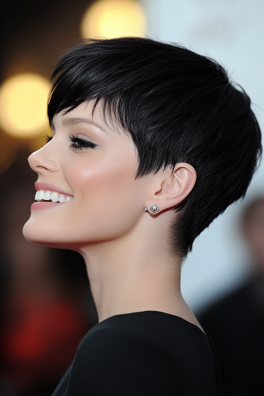 10. Sleek Raven Black Pixie with Micro Bangs (Pixie Haircuts) - Pixie Haircuts