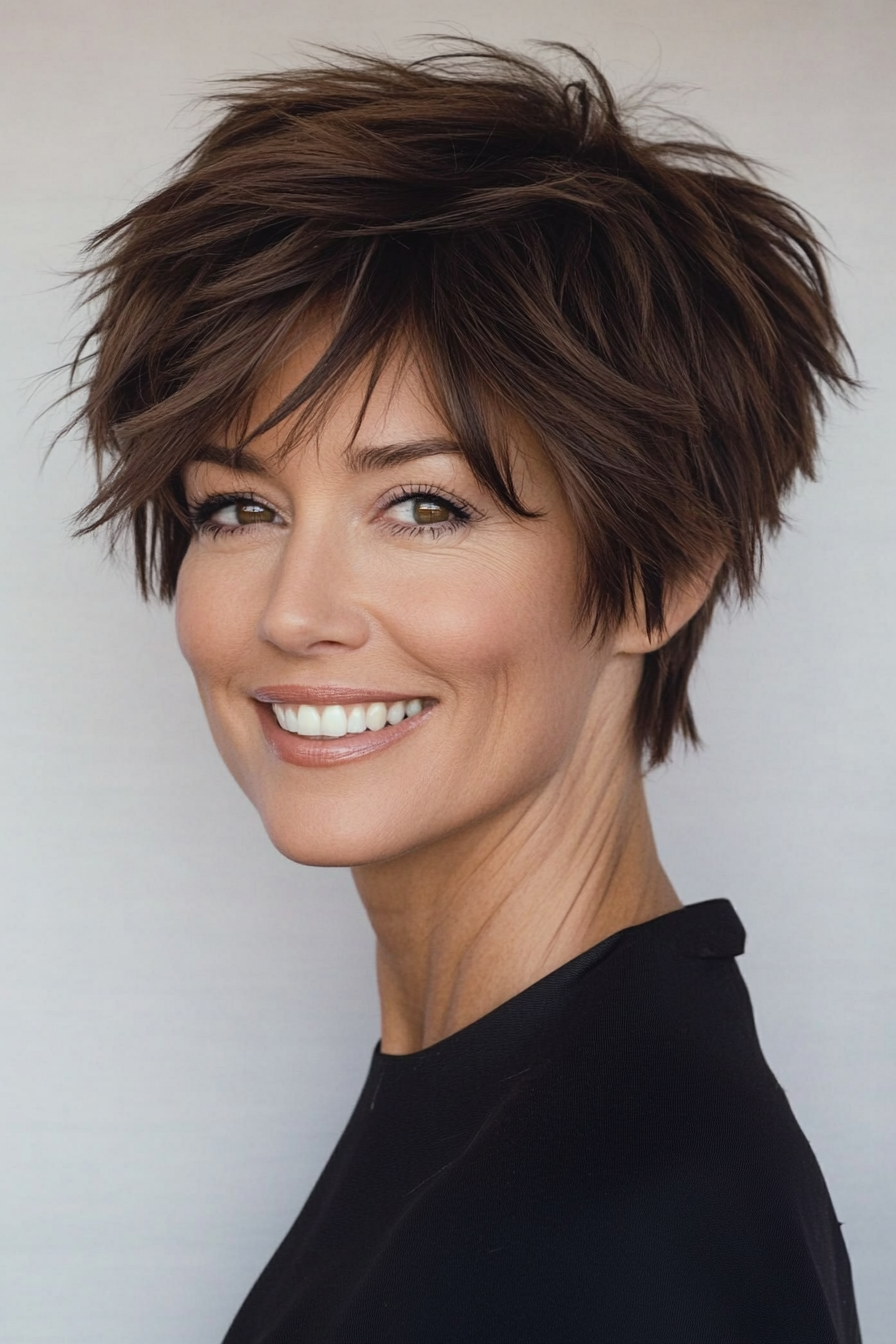 11. Chocolate Brown Pixie with Shaggy Layers (Pixie Haircuts) - Pixie Haircuts