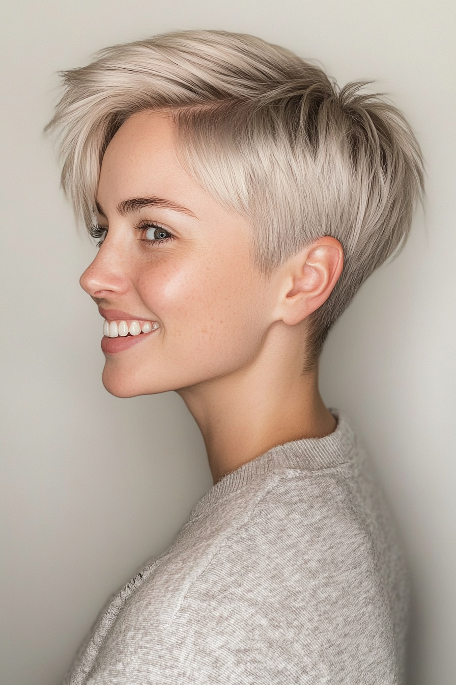 14. Smoky Ash Blonde Cropped Pixie (Pixie Haircuts) - Pixie Haircuts
