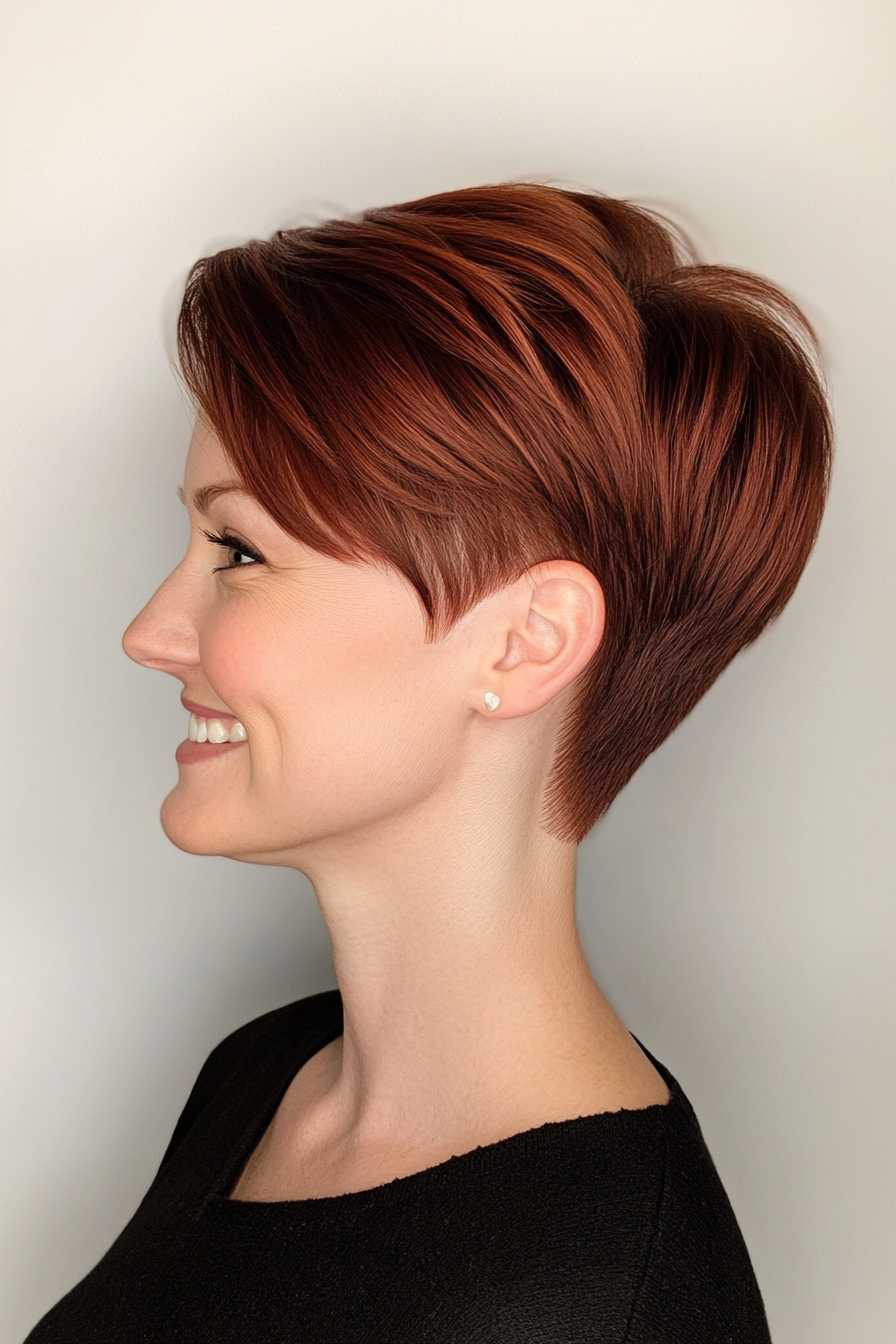 24. Rich Auburn Short Pixie with Tapered Back (Pixie Haircuts) - Pixie Haircuts