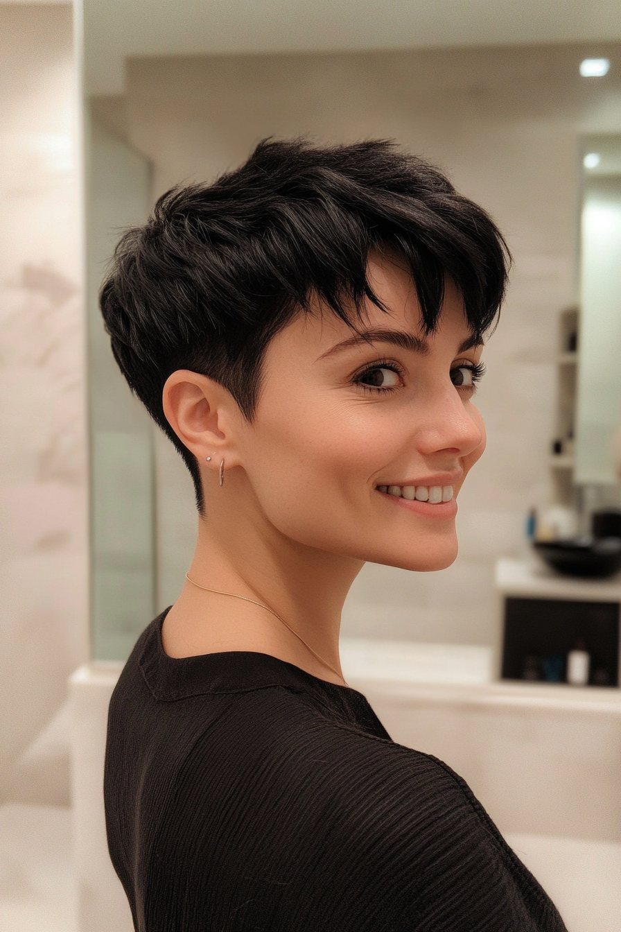 26. Jet Black Ultra-Cropped Pixie (Pixie Haircuts) - Pixie Haircuts