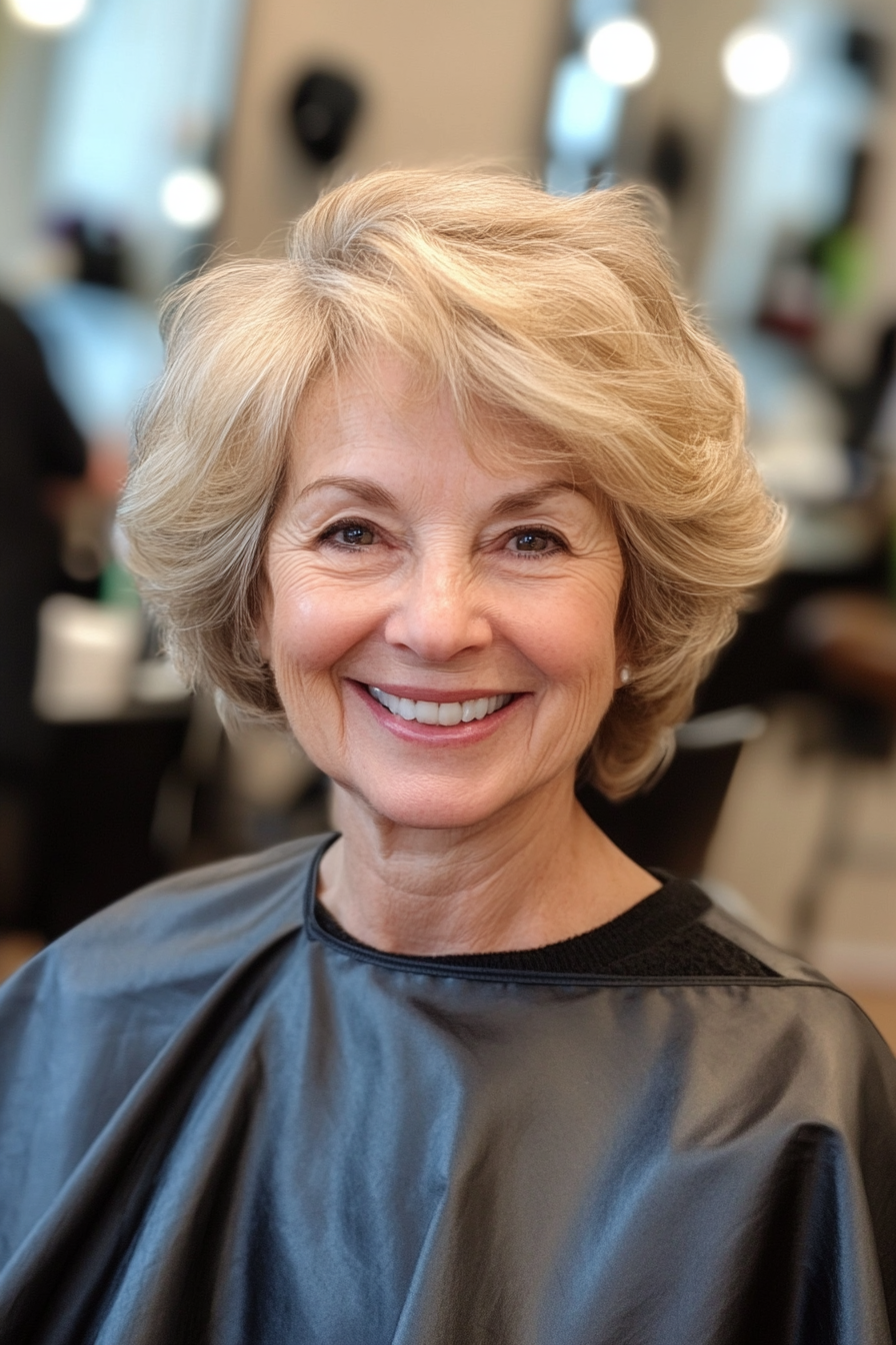 10. Rounded Curly Bob in Sandy Blonde (Curly Hairstyles For Women Over 60) - Curly Hairstyles For Women Over 60