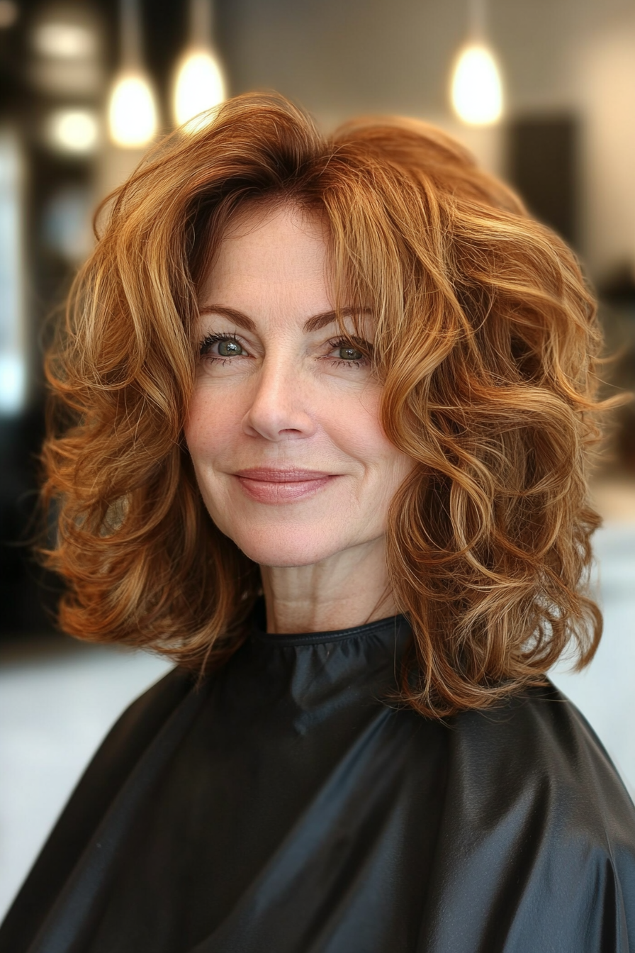 13. Romantic Shoulder-Length Ringlets in Warm Copper (Curly Hairstyles For Women Over 60) - Curly Hairstyles For Women Over 60