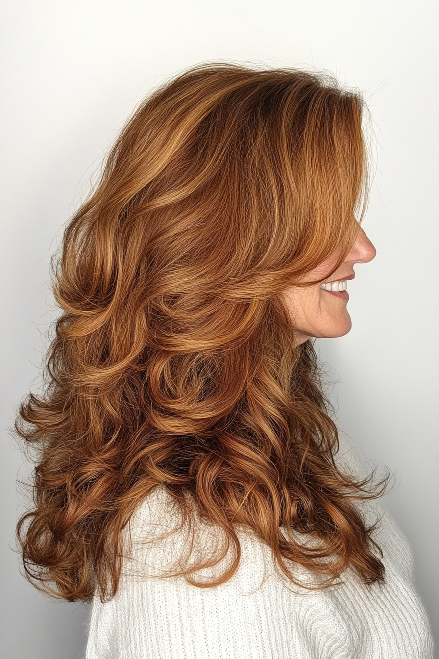 16. Layered Collarbone-Length Curls in Chestnut Brown (Curly Hairstyles For Women Over 60) - Curly Hairstyles For Women Over 60