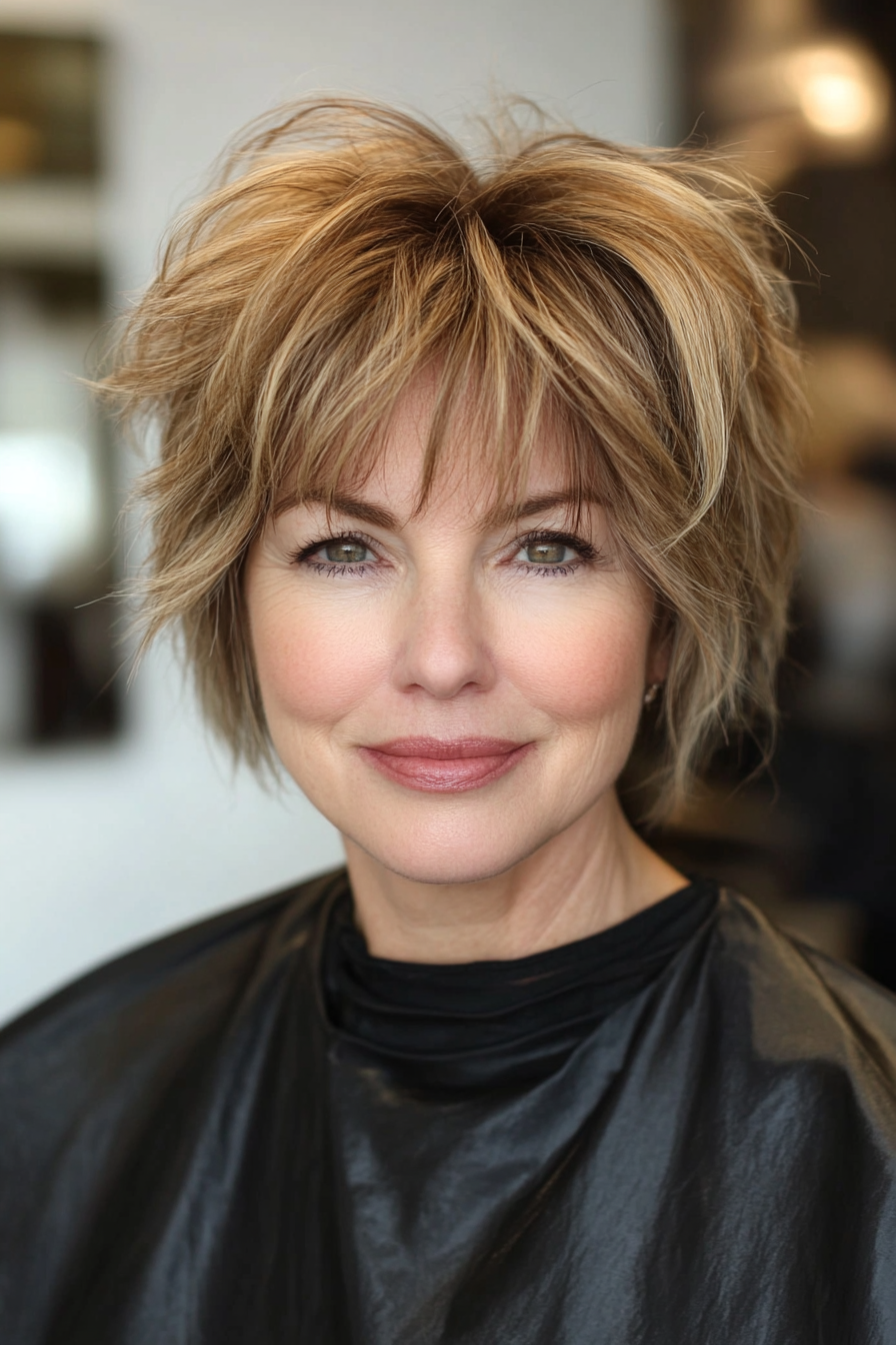 4. Textured Shag in Honey Blonde (Short Hairstyles For Women Over 50 With Fine Hair) - Short Hairstyles For Women Over 50 With Fine Hair