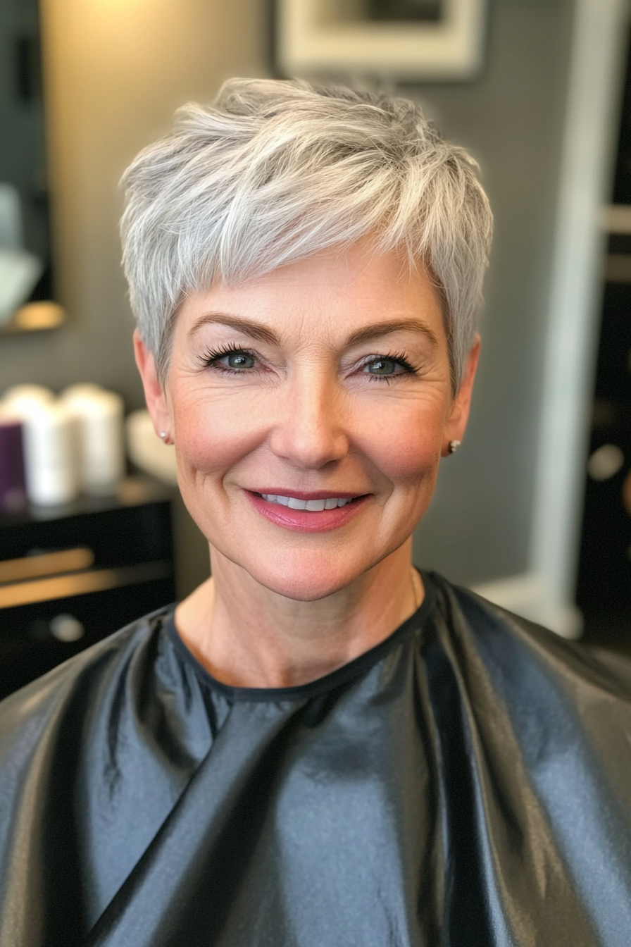 6. Wispy Pixie in Soft Silver (Short Hairstyles For Women Over 50 With Fine Hair) - Short Hairstyles For Women Over 50 With Fine Hair