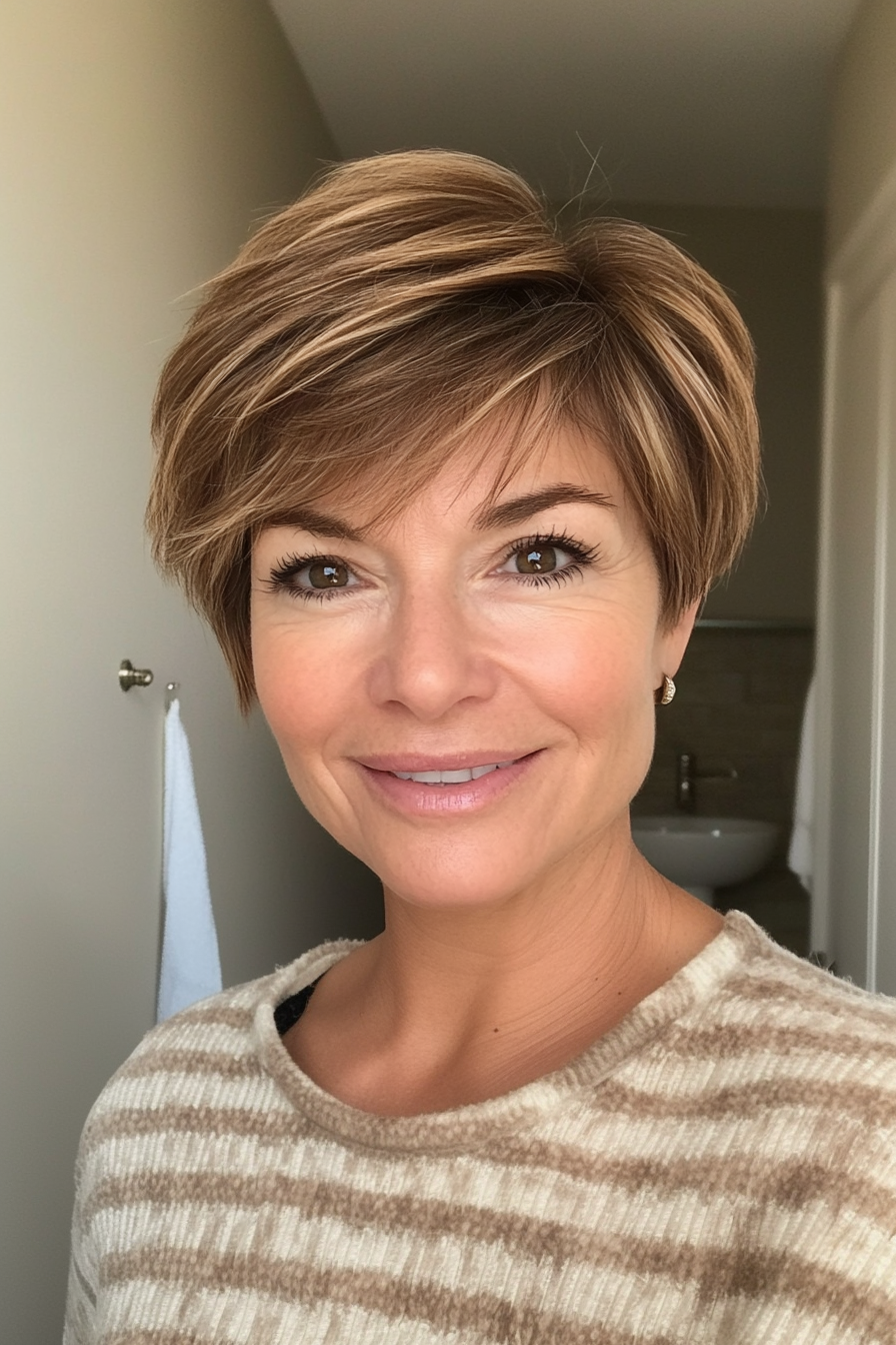 12. Soft Tapered Cut in Light Golden Brown (Short Hairstyles For Women Over 50 With Fine Hair) - Short Hairstyles For Women Over 50 With Fine Hair