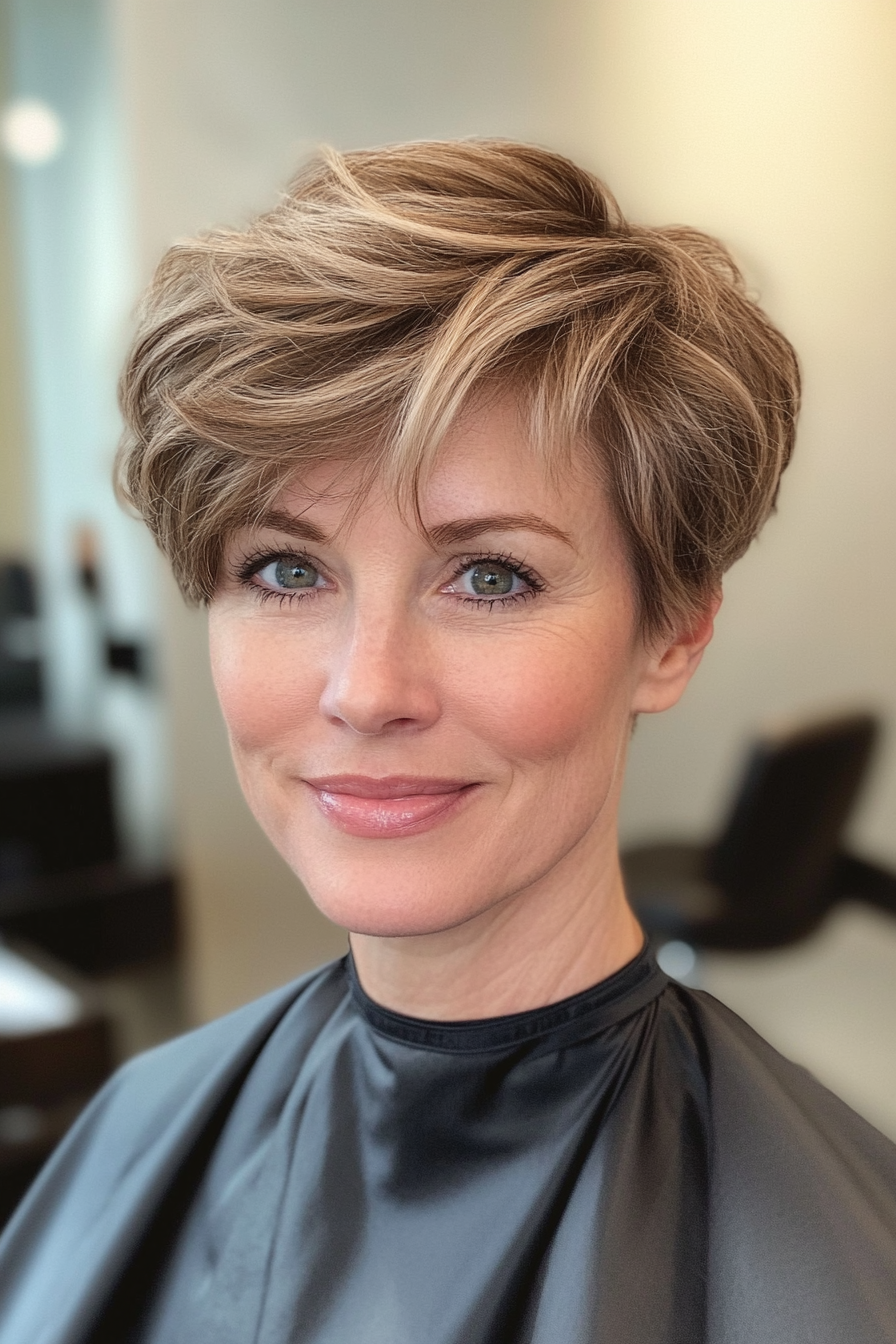 19. Classic Boyish Pixie in Warm Beige Blonde (Short Hairstyles For Women Over 50 With Fine Hair) - Short Hairstyles For Women Over 50 With Fine Hair