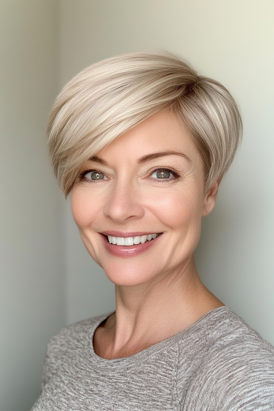 22. Wedge Cut in Sandy Blonde (Short Hairstyles For Women Over 50 With Fine Hair) - Short Hairstyles For Women Over 50 With Fine Hair