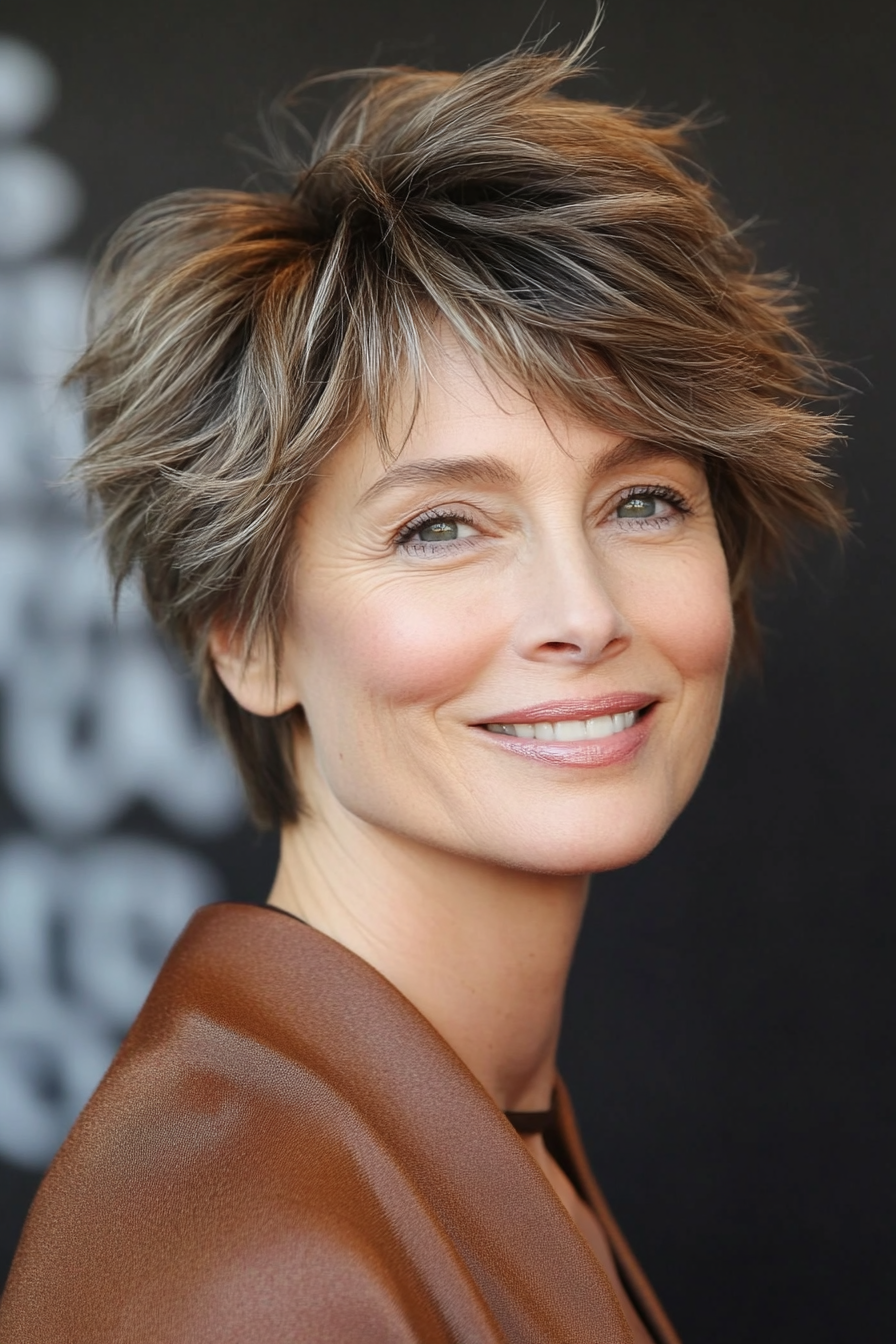 26. Textured Crop in Warm Mocha Brown (Short Hairstyles For Women Over 50 With Fine Hair) - Short Hairstyles For Women Over 50 With Fine Hair