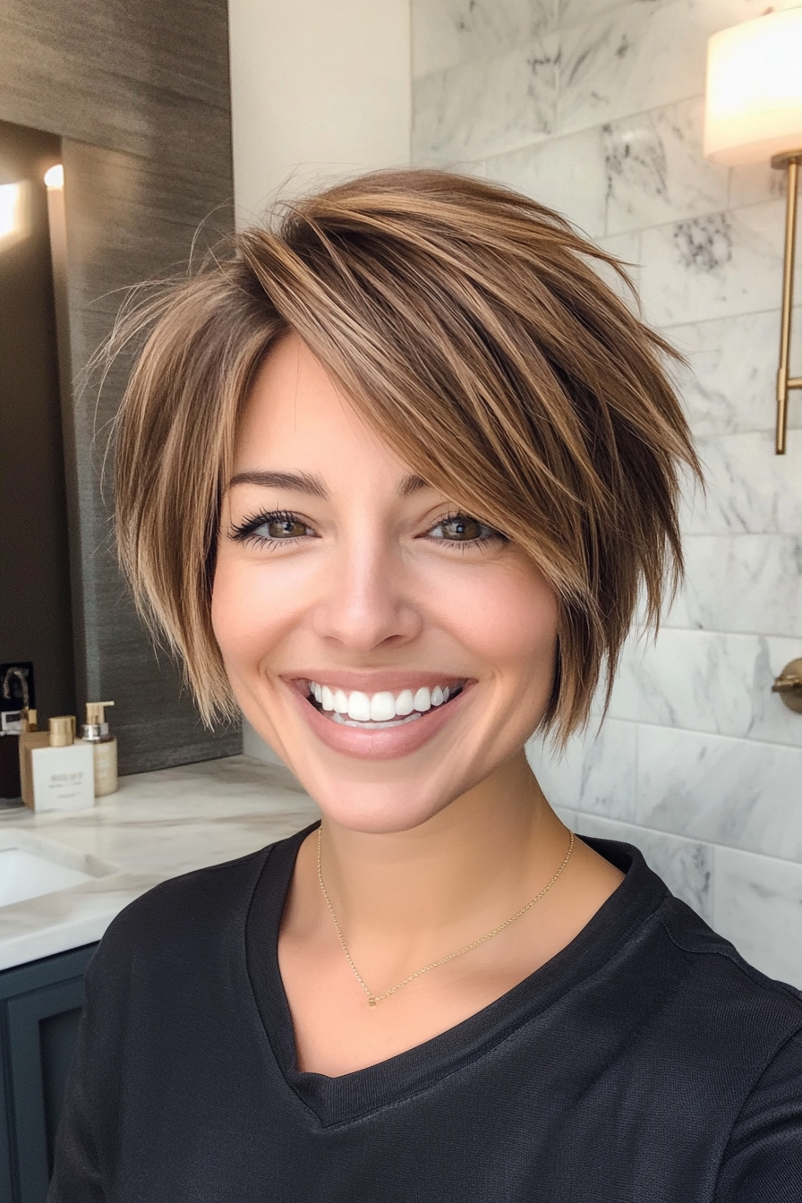 1. Feathered Caramel Pixie Bob (Pixie Bob Haircut Ideas) - Pixie Bob Haircut Ideas