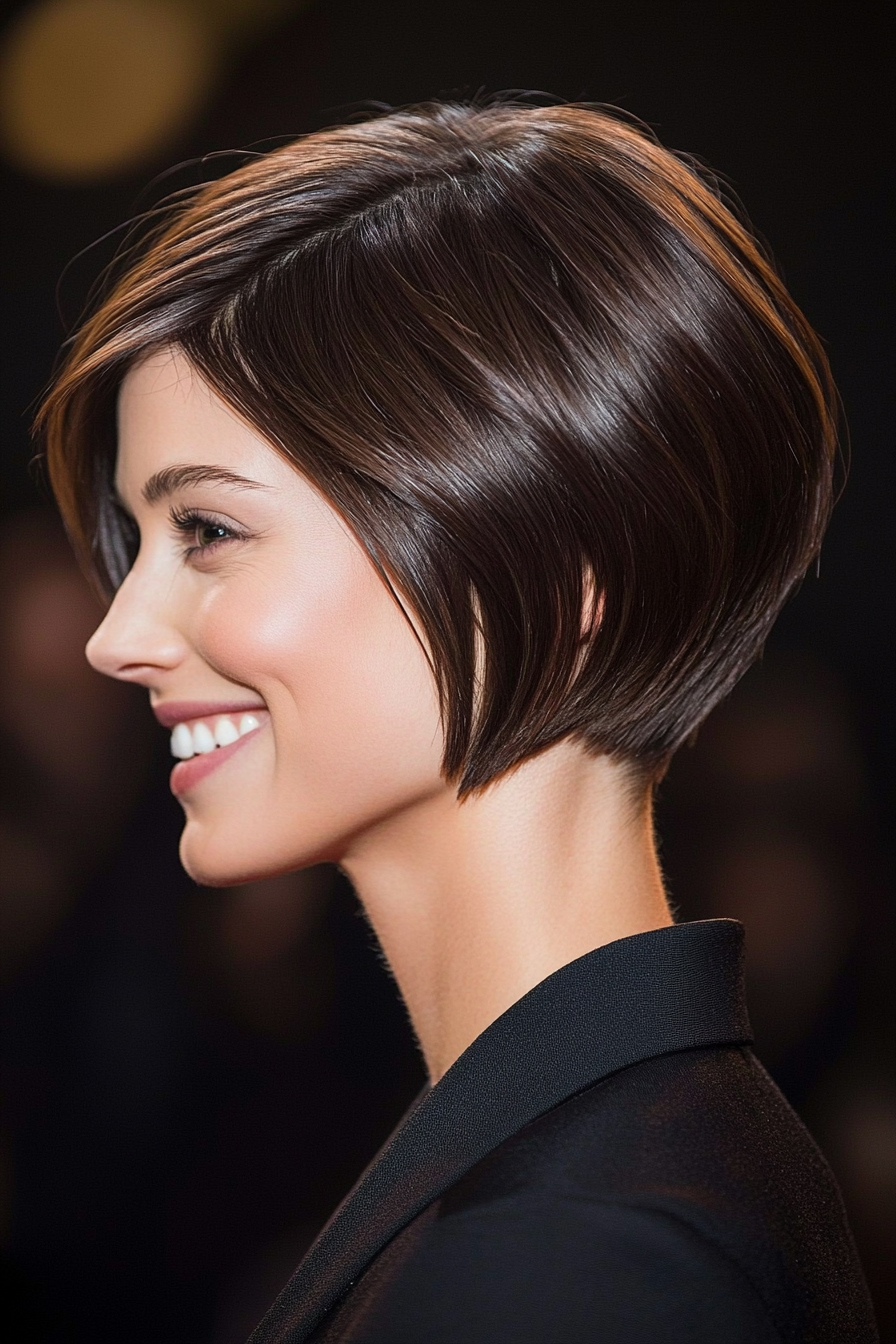 4. Chocolate Angled Pixie Bob (Pixie Bob Haircut Ideas) - Pixie Bob Haircut Ideas