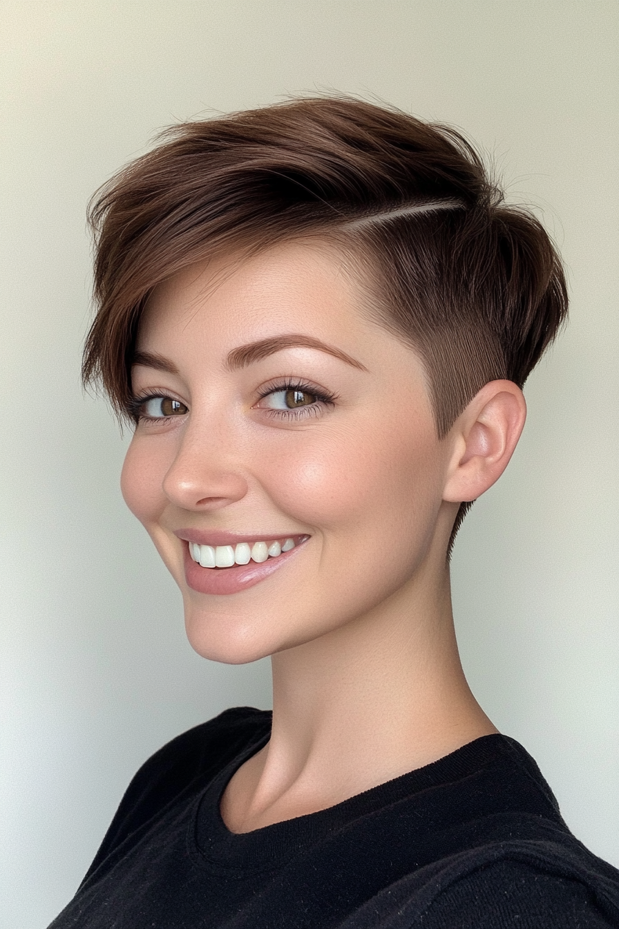 7. Espresso Undercut Pixie Bob (Pixie Bob Haircut Ideas) - Pixie Bob Haircut Ideas