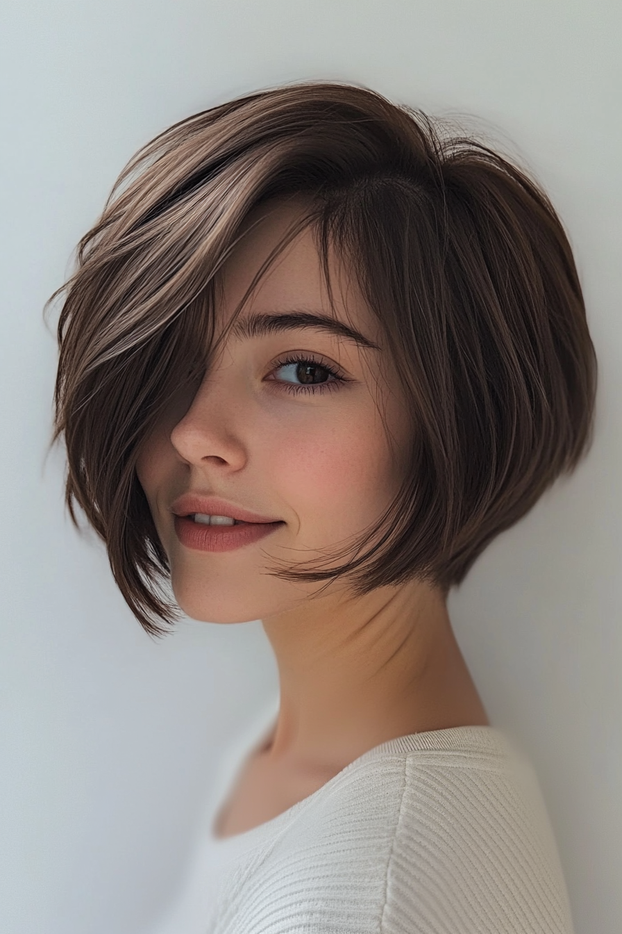 11. Milk Chocolate Stacked Pixie Bob (Pixie Bob Haircut Ideas) - Pixie Bob Haircut Ideas
