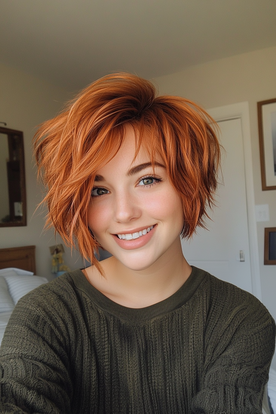 16. Copper Shaggy Pixie Bob (Pixie Bob Haircut Ideas) - Pixie Bob Haircut Ideas