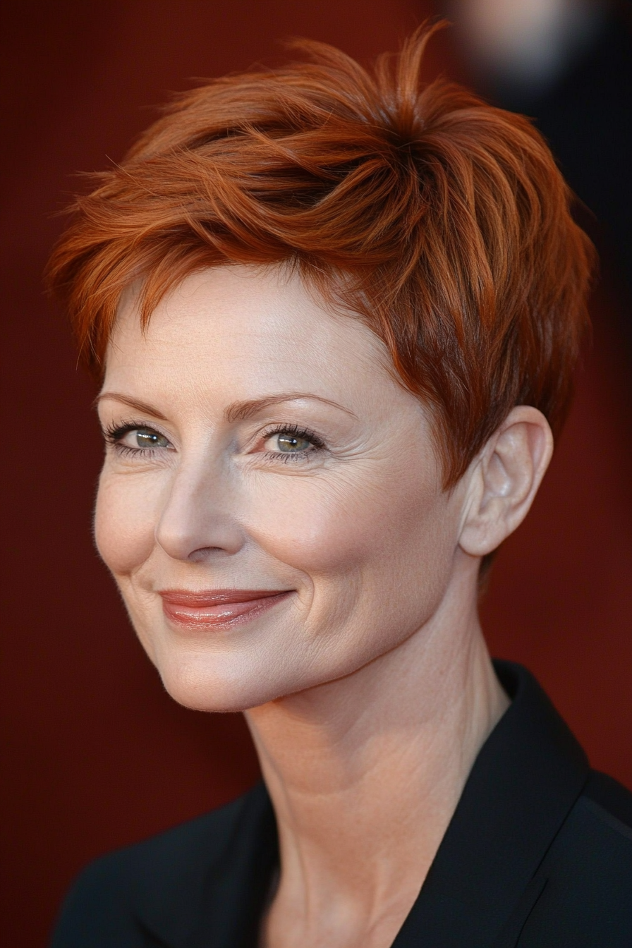 9. Classic Pixie Cut in Rich Auburn (Short Pixie Haircuts For Older Women) - Short Pixie Haircuts For Older Women