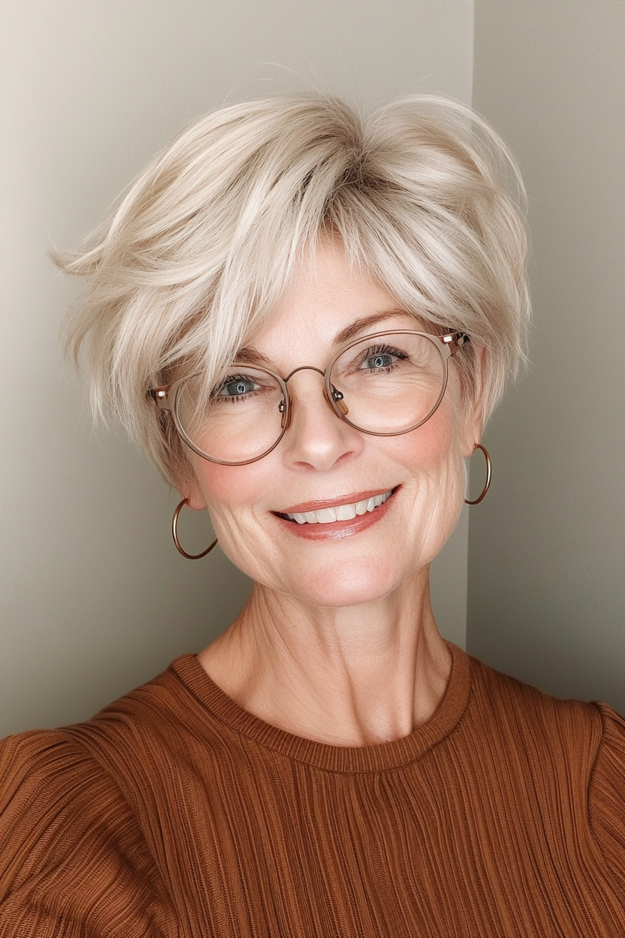 6. Wispy Pixie in Light Golden Blonde (Haircuts For Women Over 60 With Glasses) - Haircuts For Women Over 60 With Glasses