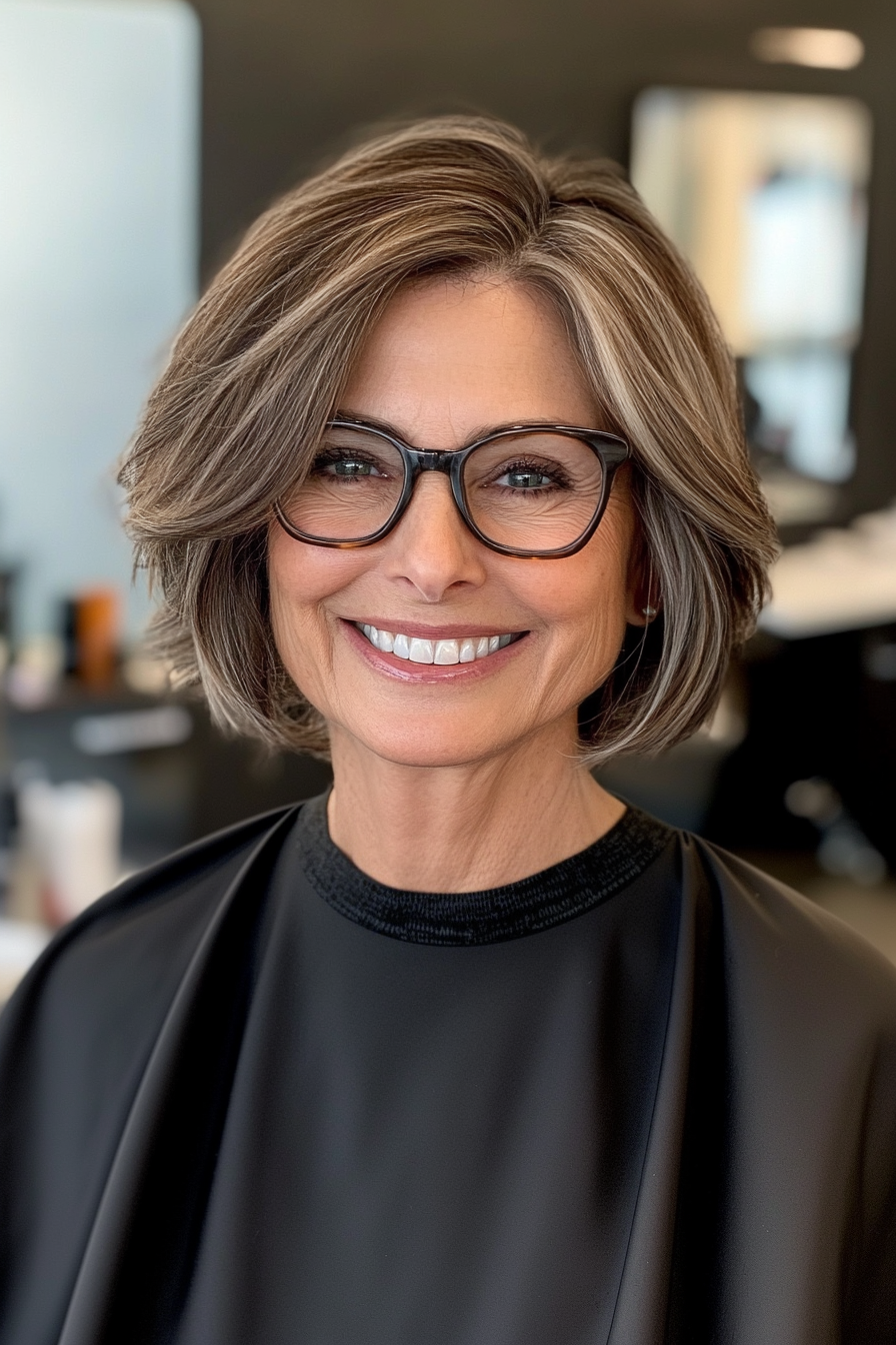 14. Blended Layers in Medium Mocha (Haircuts For Women Over 60 With Glasses) - Haircuts For Women Over 60 With Glasses