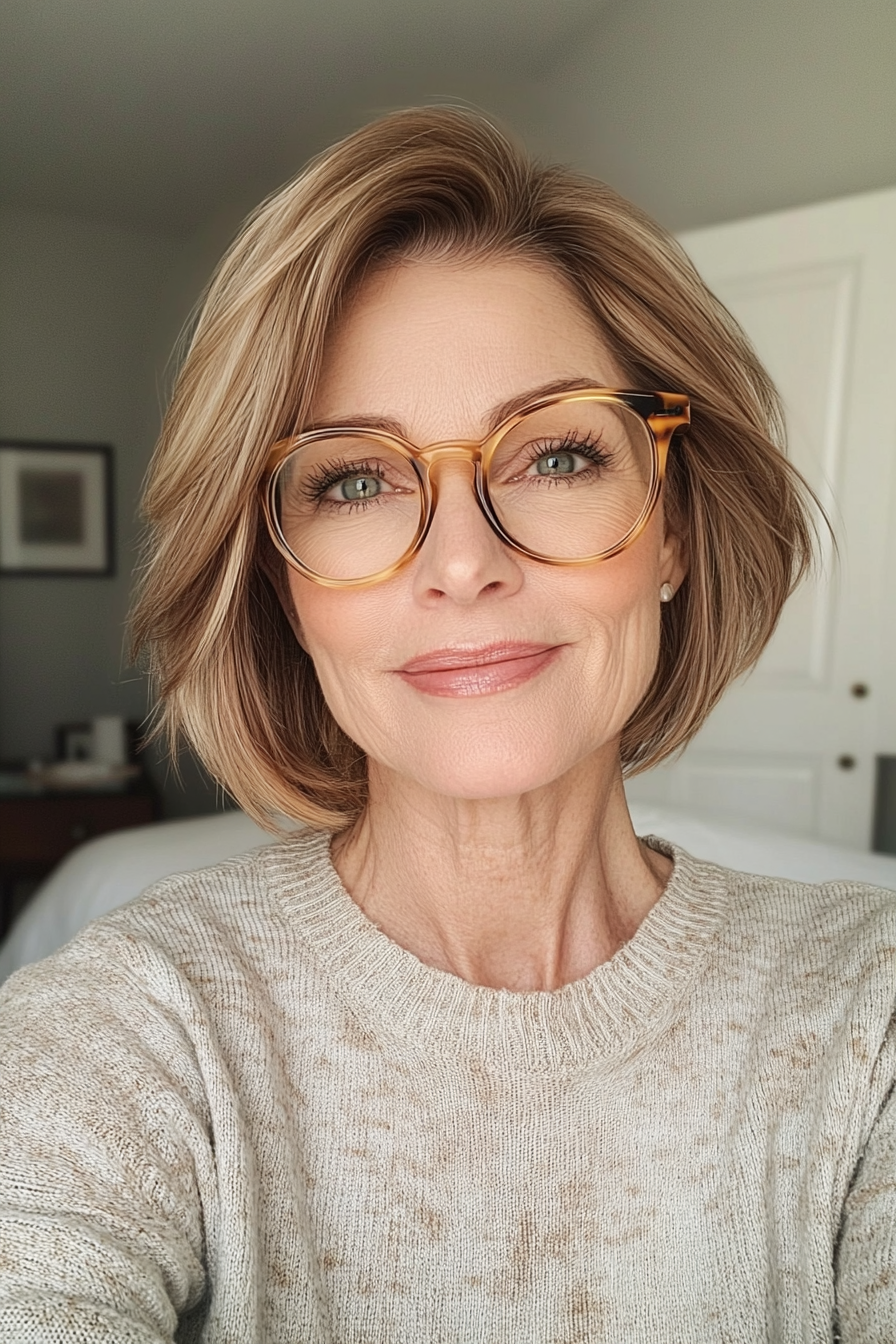 16. Soft Crop in Warm Honey Blonde (Haircuts For Women Over 60 With Glasses) - Haircuts For Women Over 60 With Glasses
