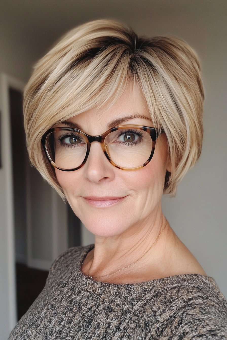 6. Soft Shag in Golden Blonde (Short Hairstyles For Older Women With Glasses) - Short Hairstyles For Older Women With Glasses
