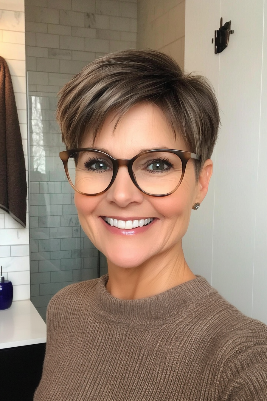 8. Classic Crop in Deep Espresso (Short Hairstyles For Older Women With Glasses) - Short Hairstyles For Older Women With Glasses