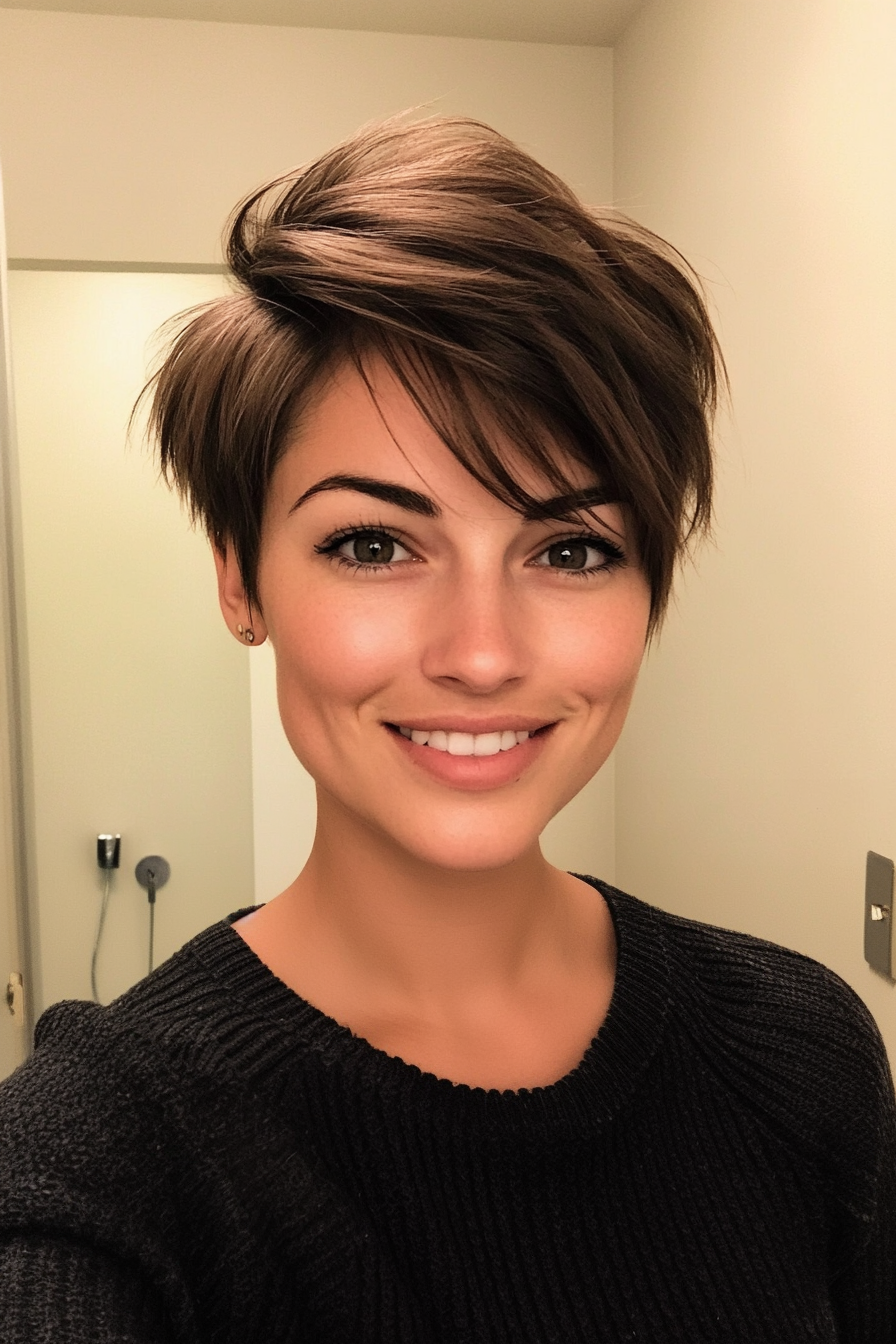 6. Modern Mullet in Neutral Brunette (Short Hairstyles For Thick Hair) - Short Hairstyles For Thick Hair