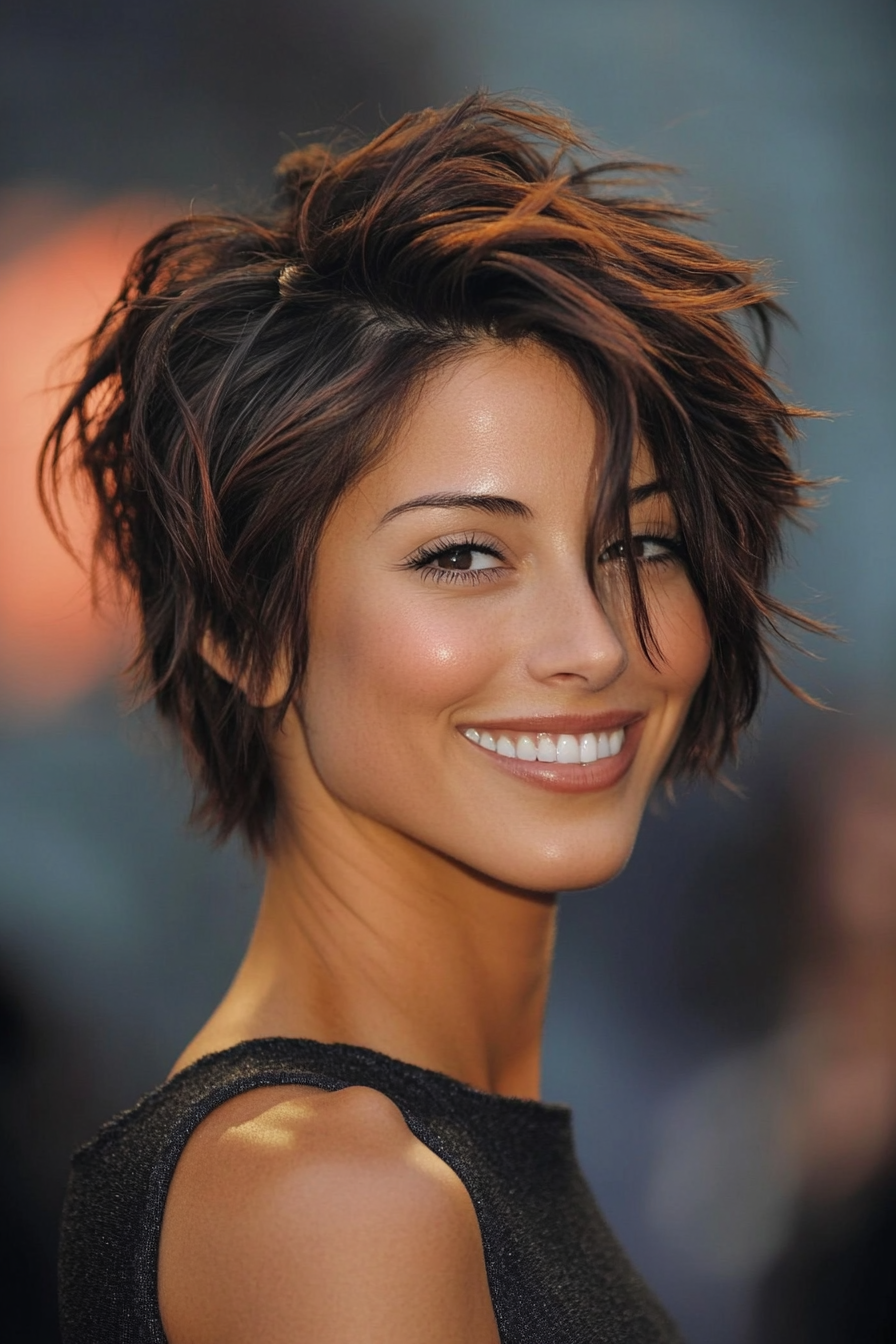 8. Short Wolf Cut in Dark Auburn (Short Hairstyles For Thick Hair) - Short Hairstyles For Thick Hair