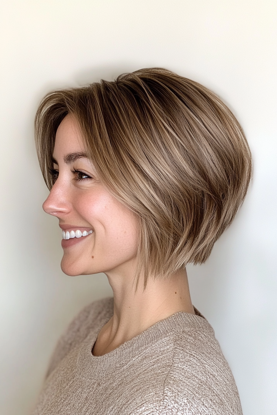 11. Angled Bob in Ashy Light Brown (Short Hairstyles For Thick Hair) - Short Hairstyles For Thick Hair