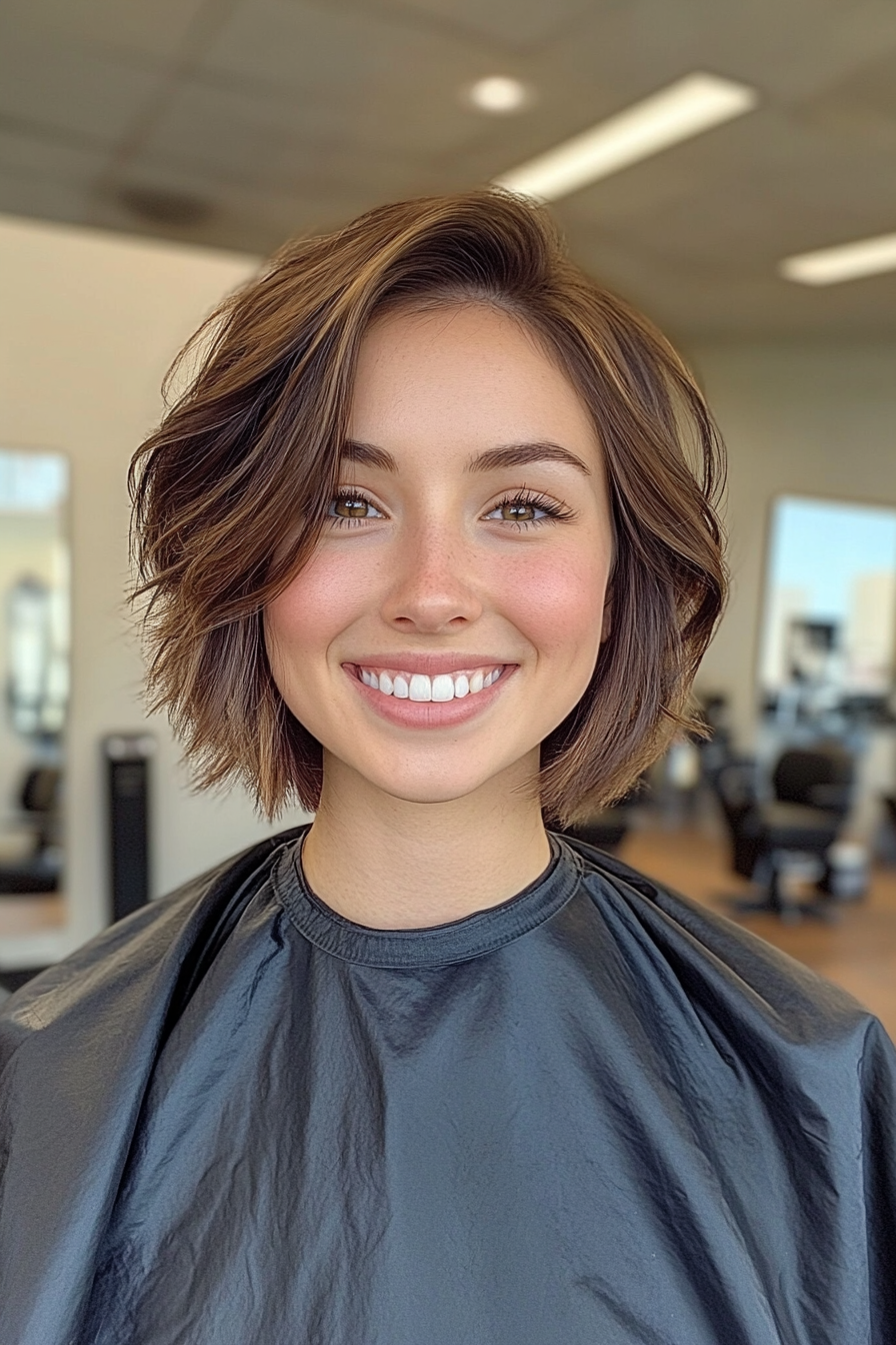 20. Side-Swept Crop in Dark Cinnamon (Short Hairstyles For Thick Hair) - Short Hairstyles For Thick Hair