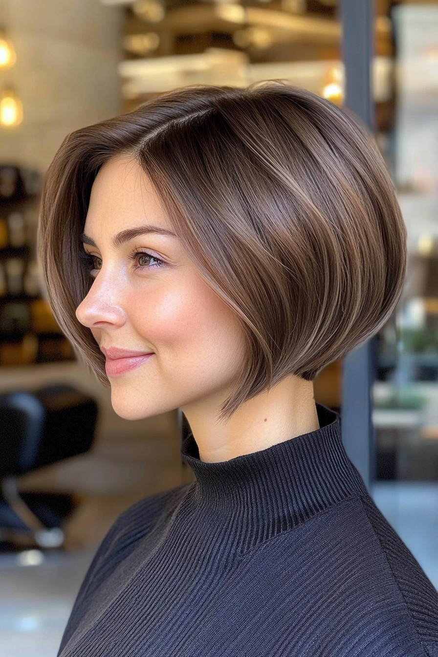 22. Short Bob with Internal Layers in Rich Mocha (Short Hairstyles For Thick Hair) - Short Hairstyles For Thick Hair