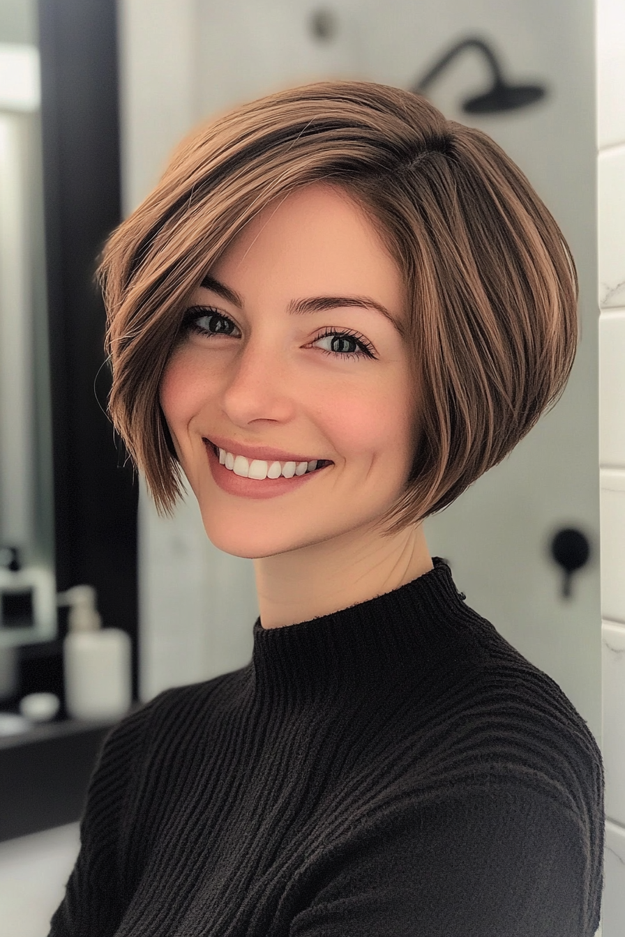 24. Rounded Pixie Bob in Earthy Brown (Short Hairstyles For Thick Hair) - Short Hairstyles For Thick Hair