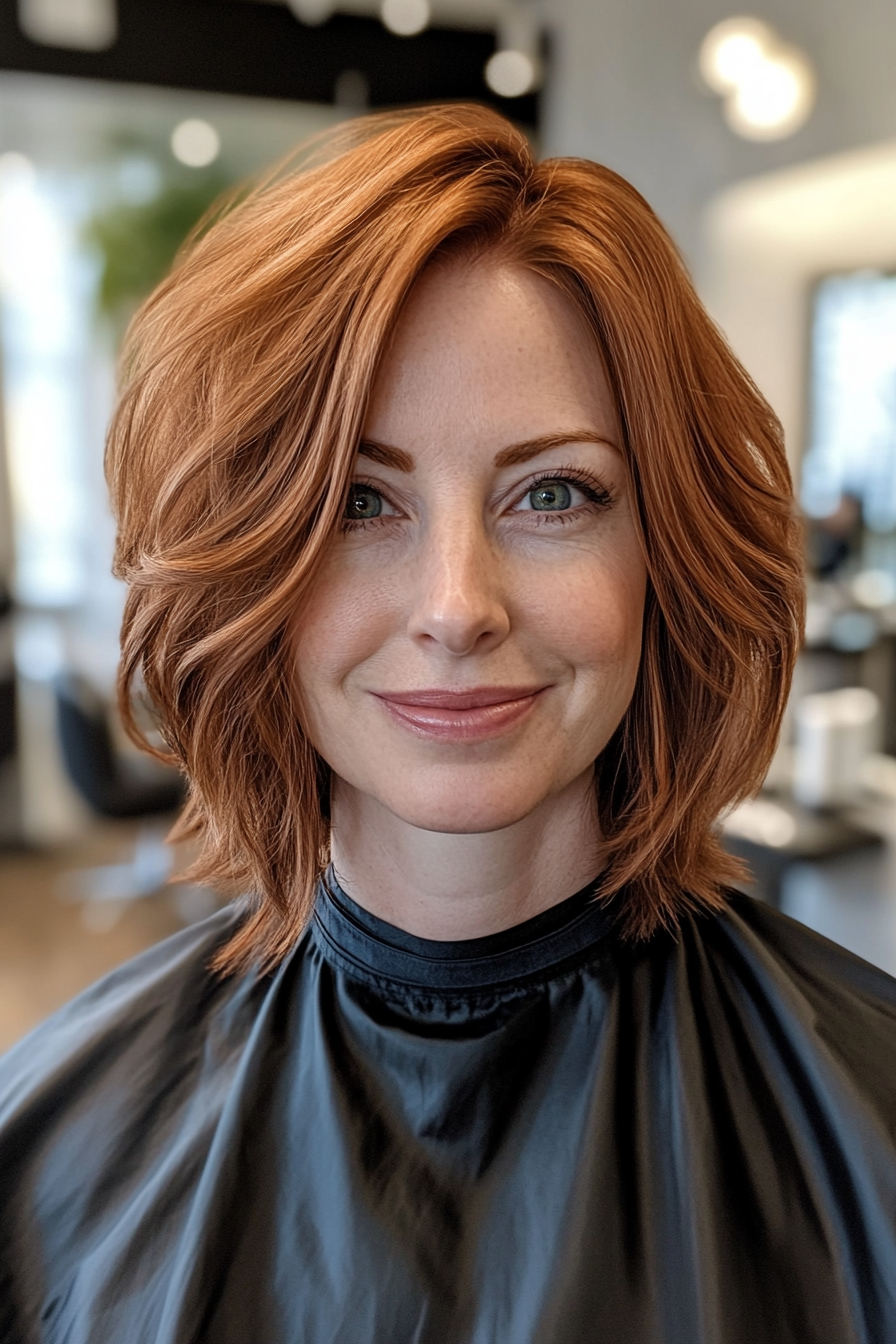 26. Blended Bob in Warm Chestnut (Short Hairstyles For Thick Hair) - Short Hairstyles For Thick Hair