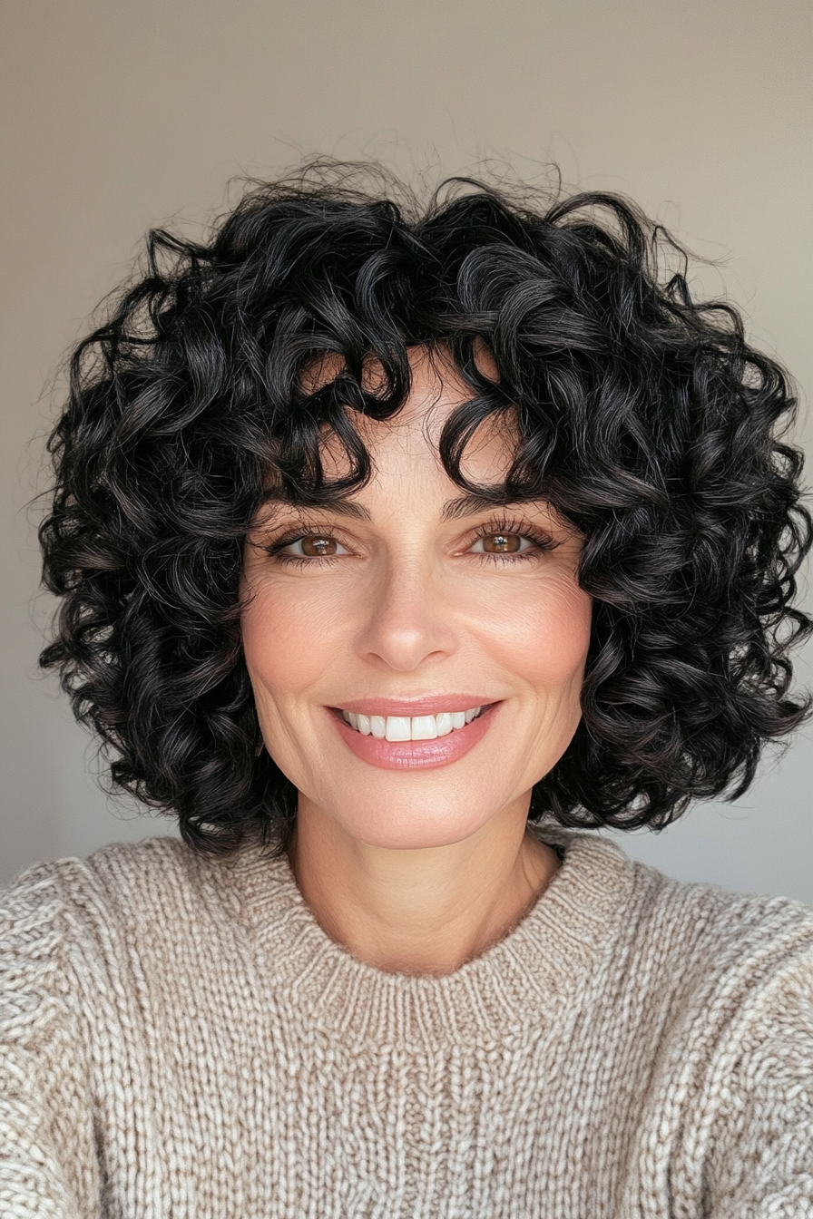 5. Curly Crop in Natural Black (Hairstyles For Women Over 50 With Thick Hair) - Hairstyles For Women Over 50 With Thick Hair